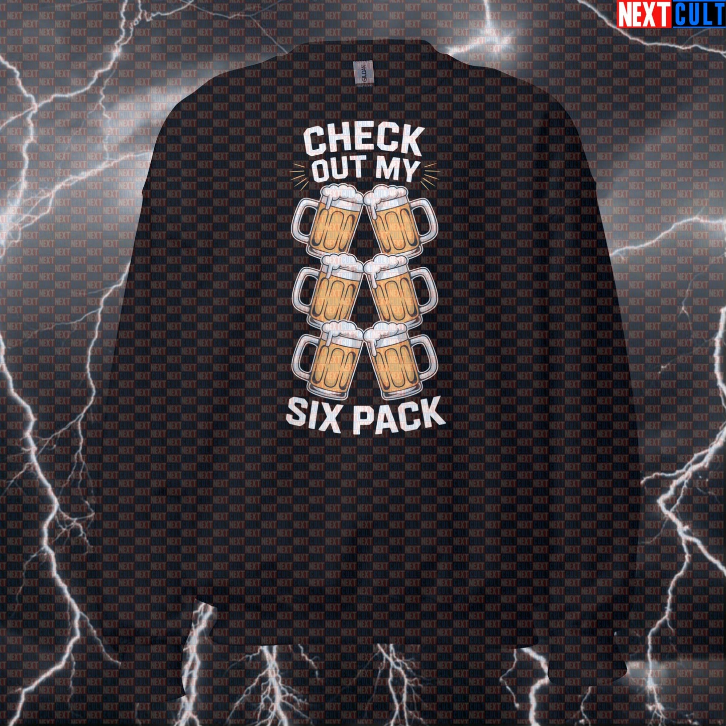 Check Out My Six Pack Beer Funny Gym Sweatshirt - Gym Meme Pullover Jumper Pump Cover Sweatshirts Beer Bodybuilding Fitness Gym Pump Cover Workout Next Cult Brand