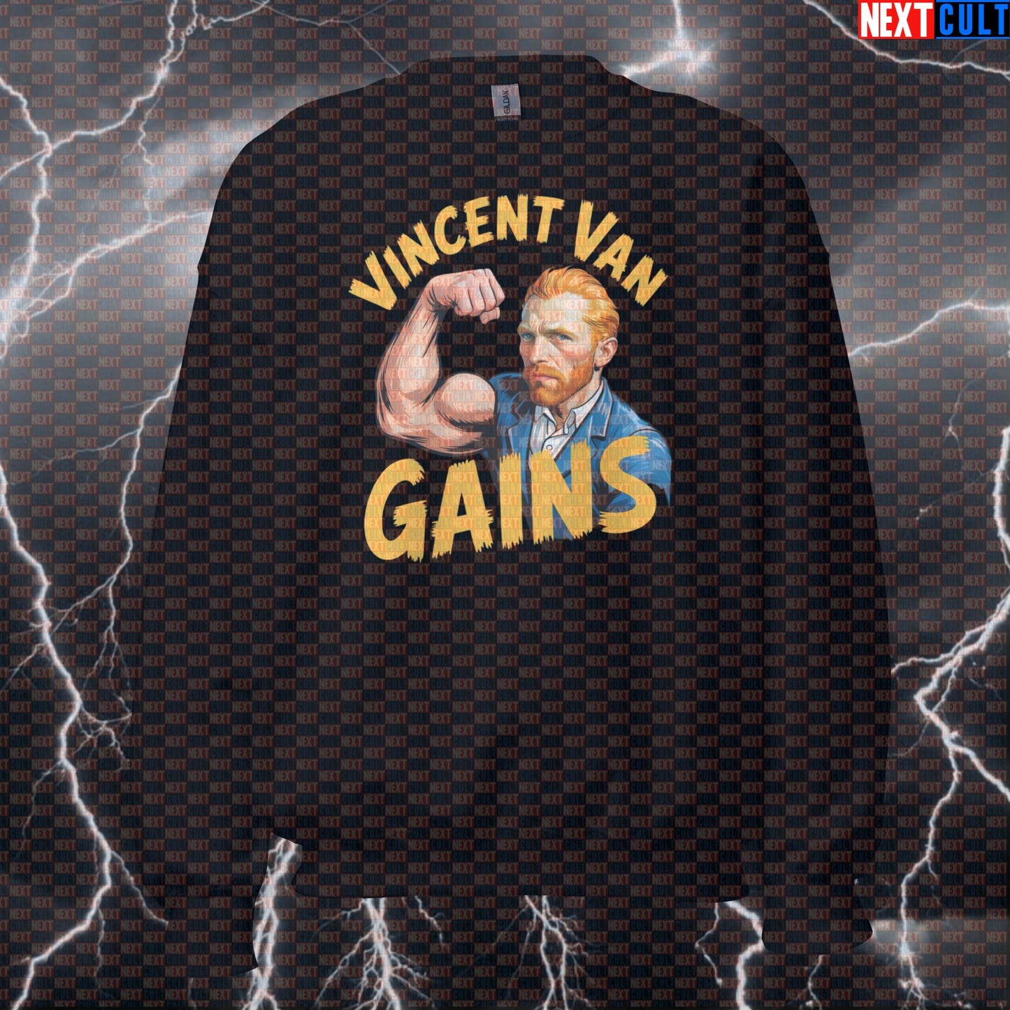 Vincent van Gains Funny Gym Sweatshirt - Gym is Art Meme Pullover Jumper Pump Cover Art Bodybuilding Fitness Gym Pump Cover Workout Next Cult Brand