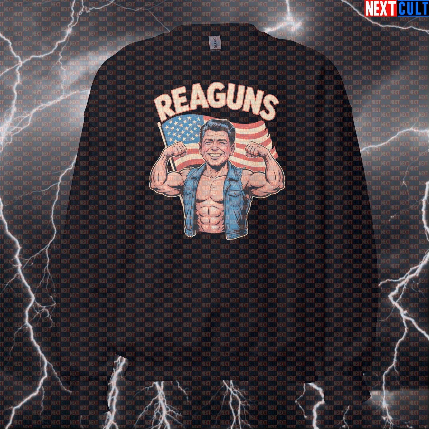 Reaguns Patriotic Funny Gym Sweatshirt - Reagan Meme Pullover Jumper Pump Cover for Lifters & Gym Bros Sweatshirts Next Cult Brand
