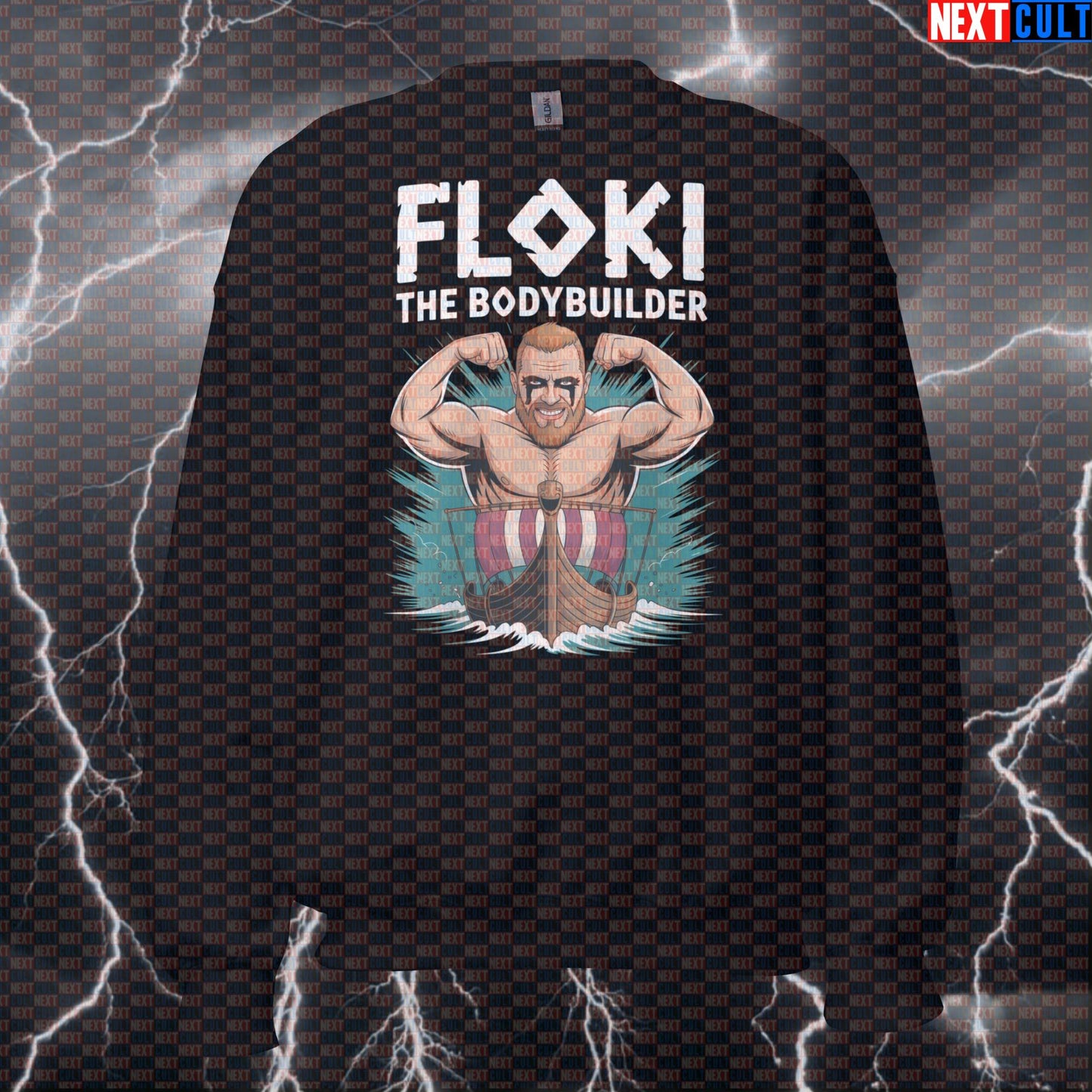Floki The Bodybuilder Funny Gym Sweatshirt - Viking Workout Jumper Pump Cover Norse Meme Pullover Bodybuilding Fitness Gym Pump Cover TV Vikings Workout Next Cult Brand