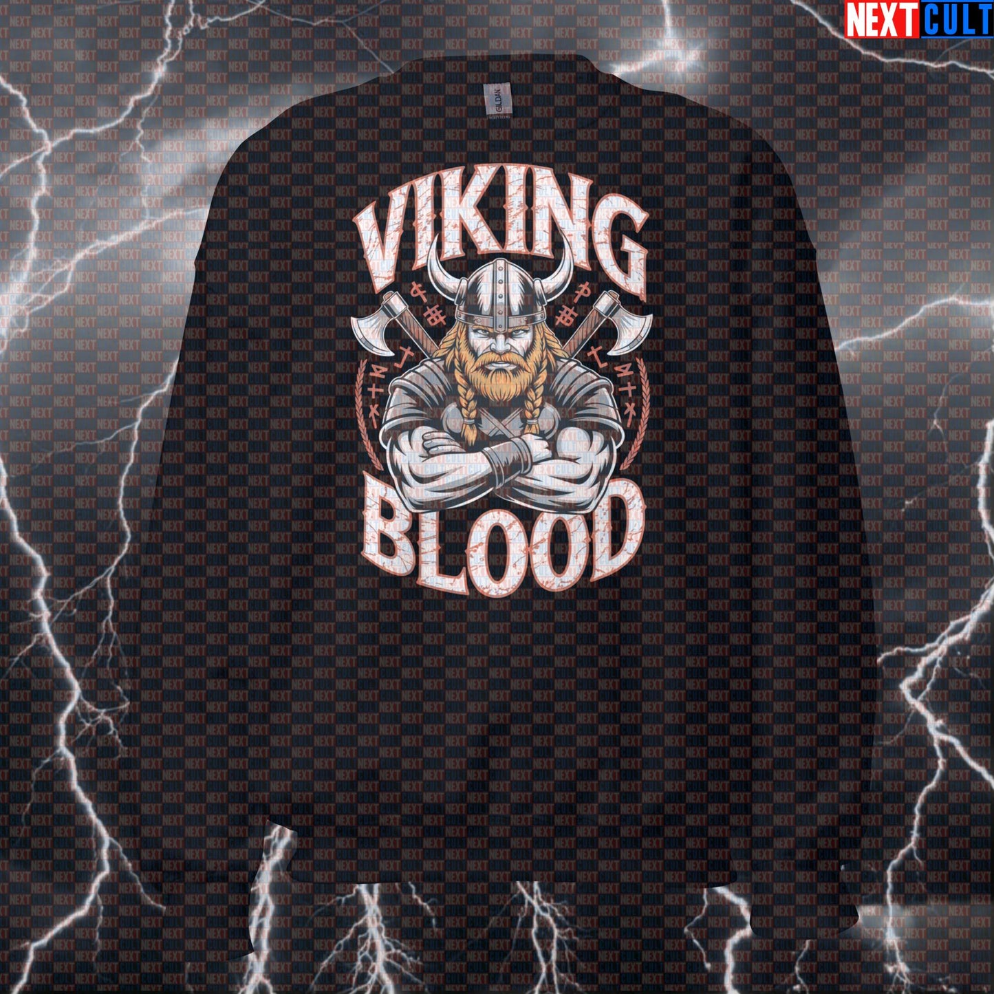 Viking Blood Funny Gym Sweatshirt - Norse Warrior Pump Cover Pullover Jumper For Serious Lifters Bodybuilding Fitness Gym Pump Cover Vikings Workout Next Cult Brand