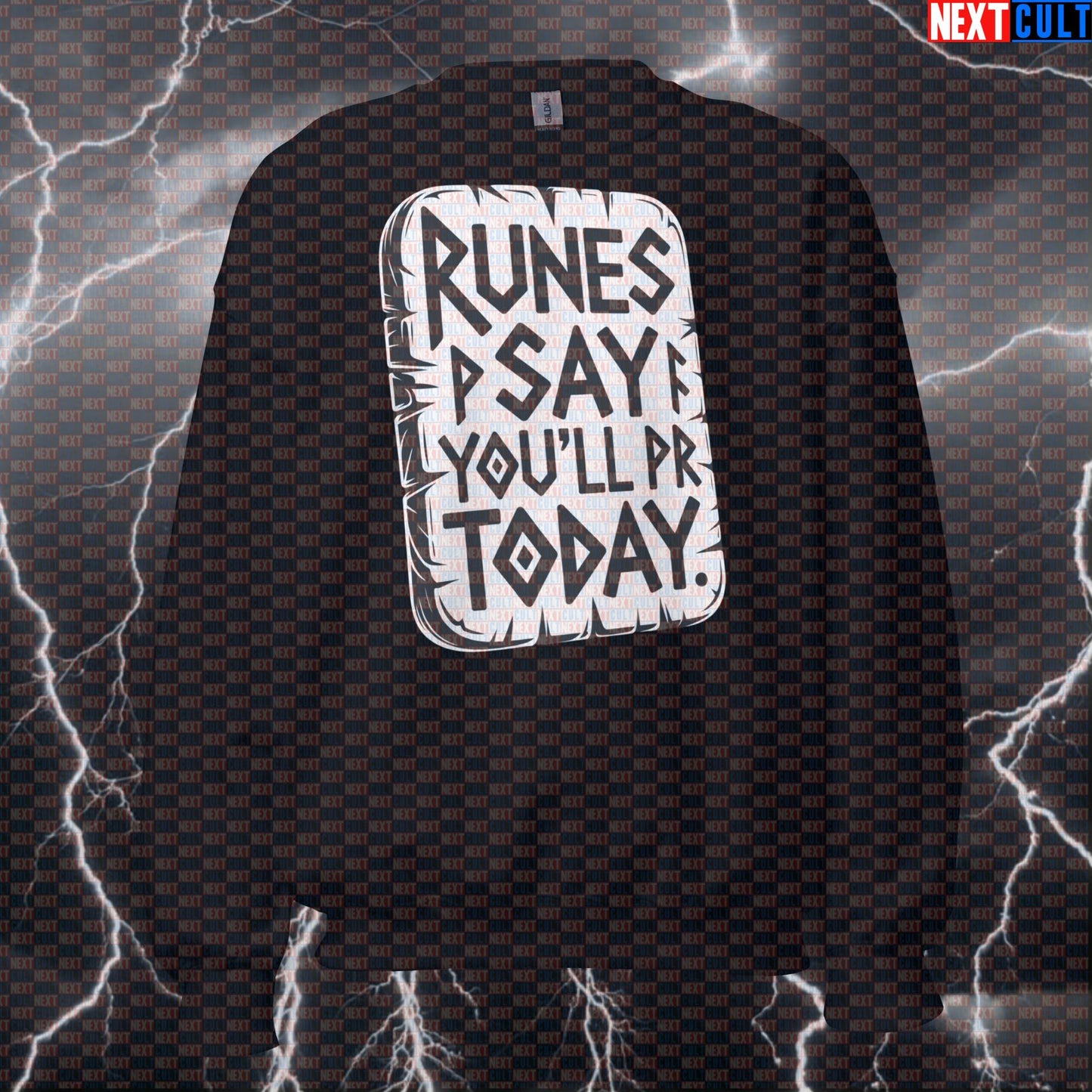 Funny Viking Gym Sweatshirt – Runes Say You'll PR Today Norse Workout Jumper & Pump Cover Bodybuilding Fitness Gym Powerlifting Pump Cover Vikings Workout Next Cult Brand