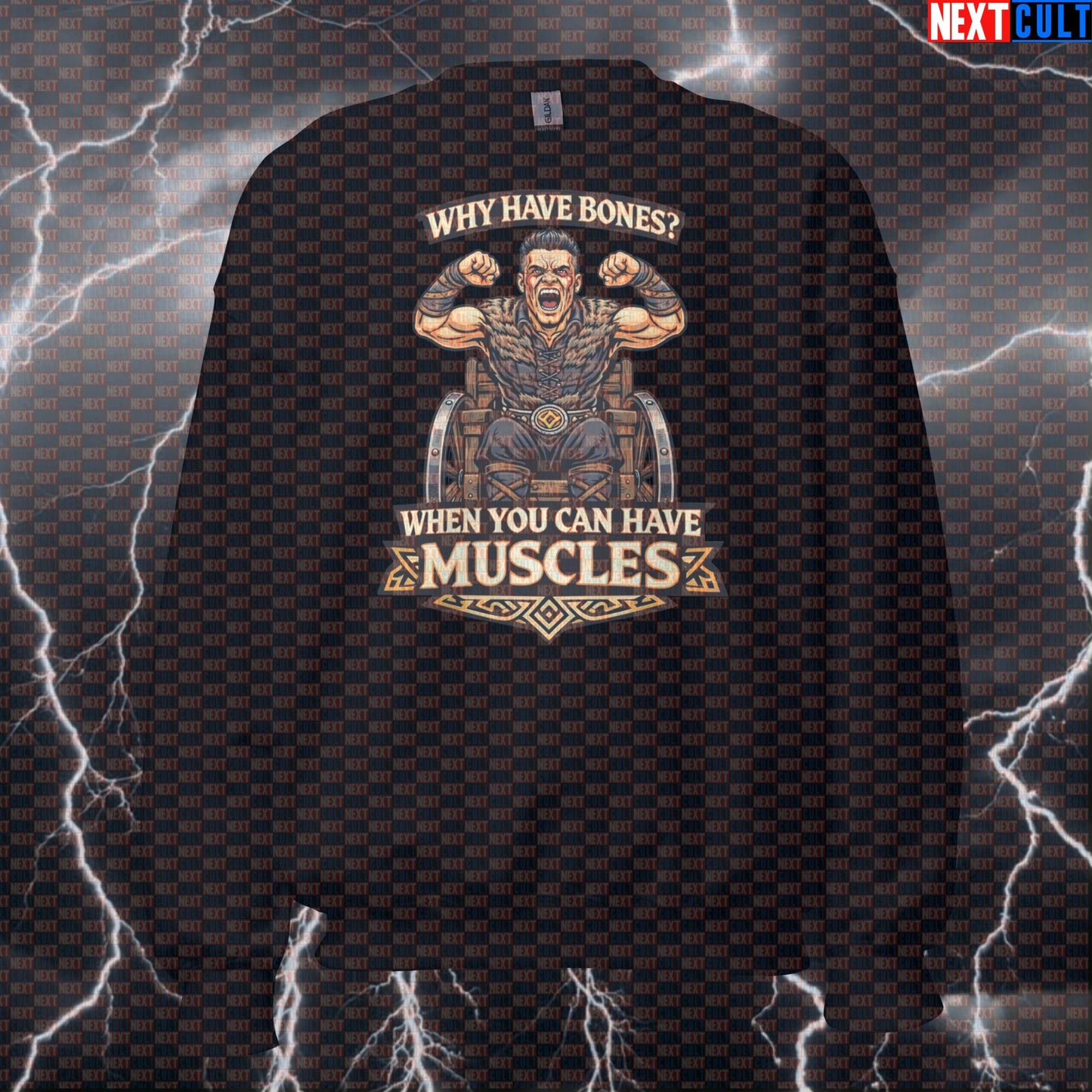 Why Have Bones? Ivar The Boneless Funny Gym Sweatshirt | Viking Workout Pullover Sweatshirts Bodybuilding Fitness Gym Pump Cover TV Vikings Workout Next Cult Brand