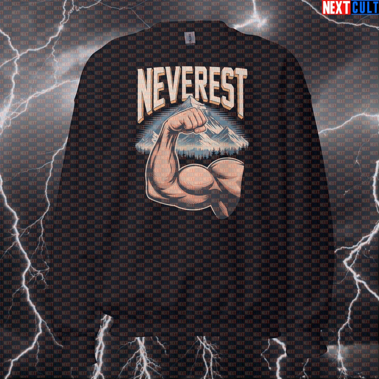 Neverest Funny Gym Sweatshirt - Muscle Mountain Workout Crewneck Jumper Pullover Pump Cover Sweatshirts Next Cult Brand
