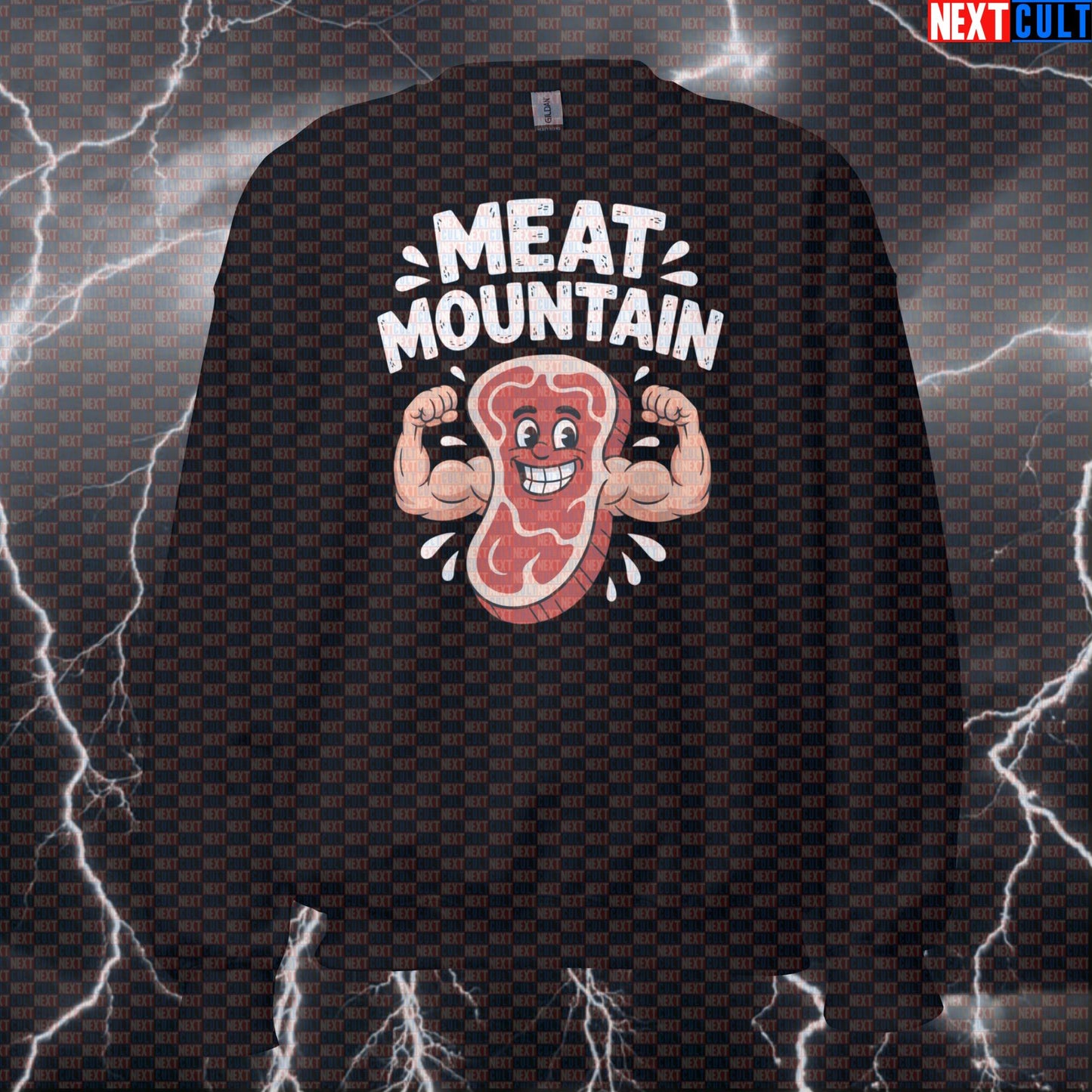 Meat Mountain Funny Gym Sweatshirt - Gymbro Pump Cover Pullover Jumper For Powerlifting Gains Sweatshirts Bodybuilding Fast Food Fitness Gym Pump Cover Workout Next Cult Brand