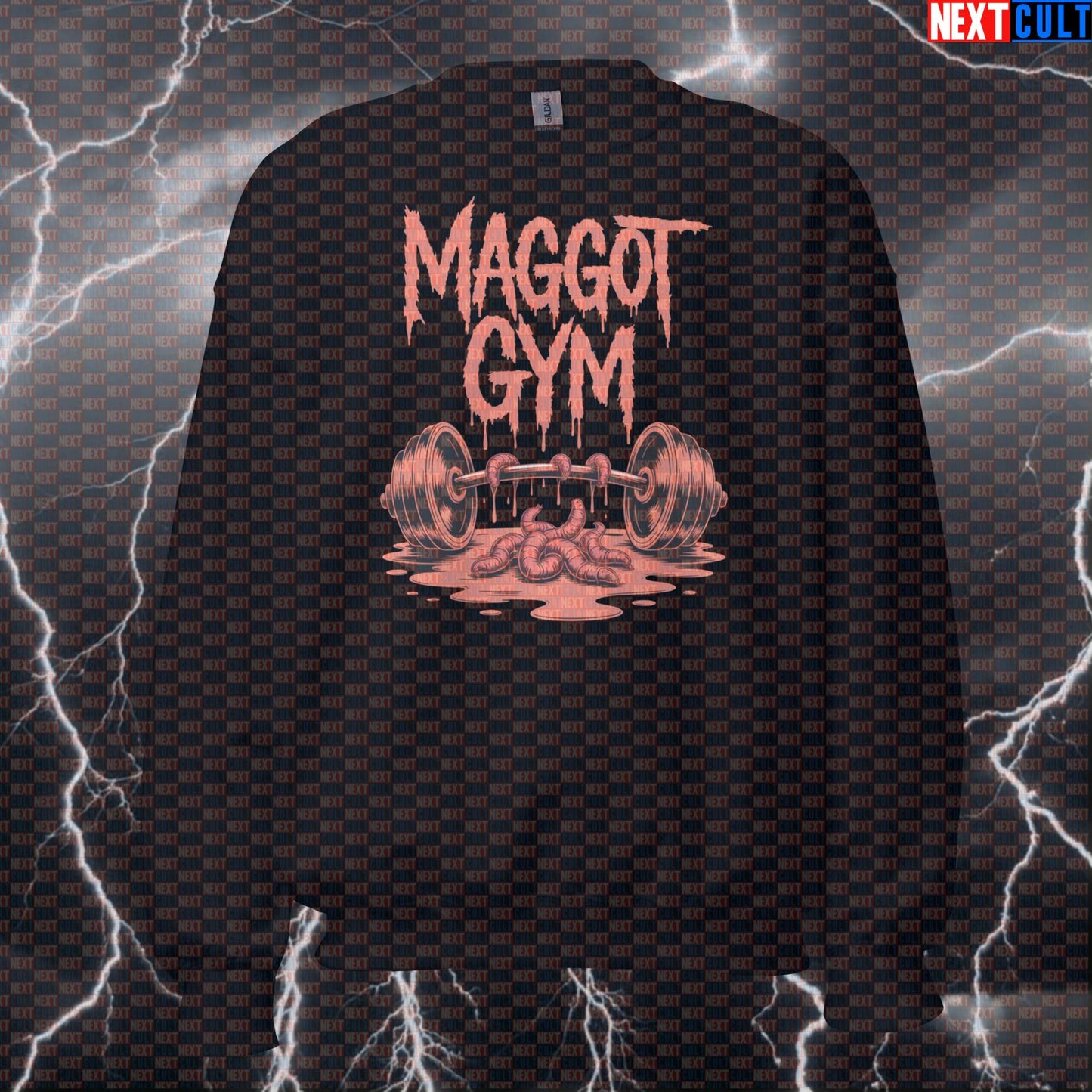 Maggot Gym Funny Sweatshirt - Heavy Metal Jumper Pullover Pump Cover For Lifters Sweatshirts Bodybuilding Fitness Gym Powerlifting Pump Cover Rock Music Slipknot Workout Next Cult Brand