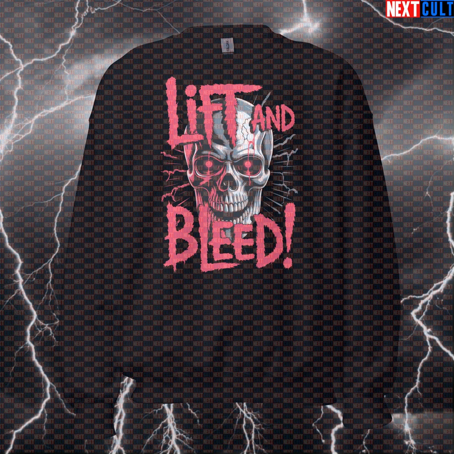 Lift And Bleed Funny Gym Sweatshirt - Heavy Metal Workout Pullover Pump Cover Jumper For Lifters Sweatshirts Bodybuilding Fitness Gym Powerlifting Pump Cover Rock Music Slipknot Workout Next Cult Brand
