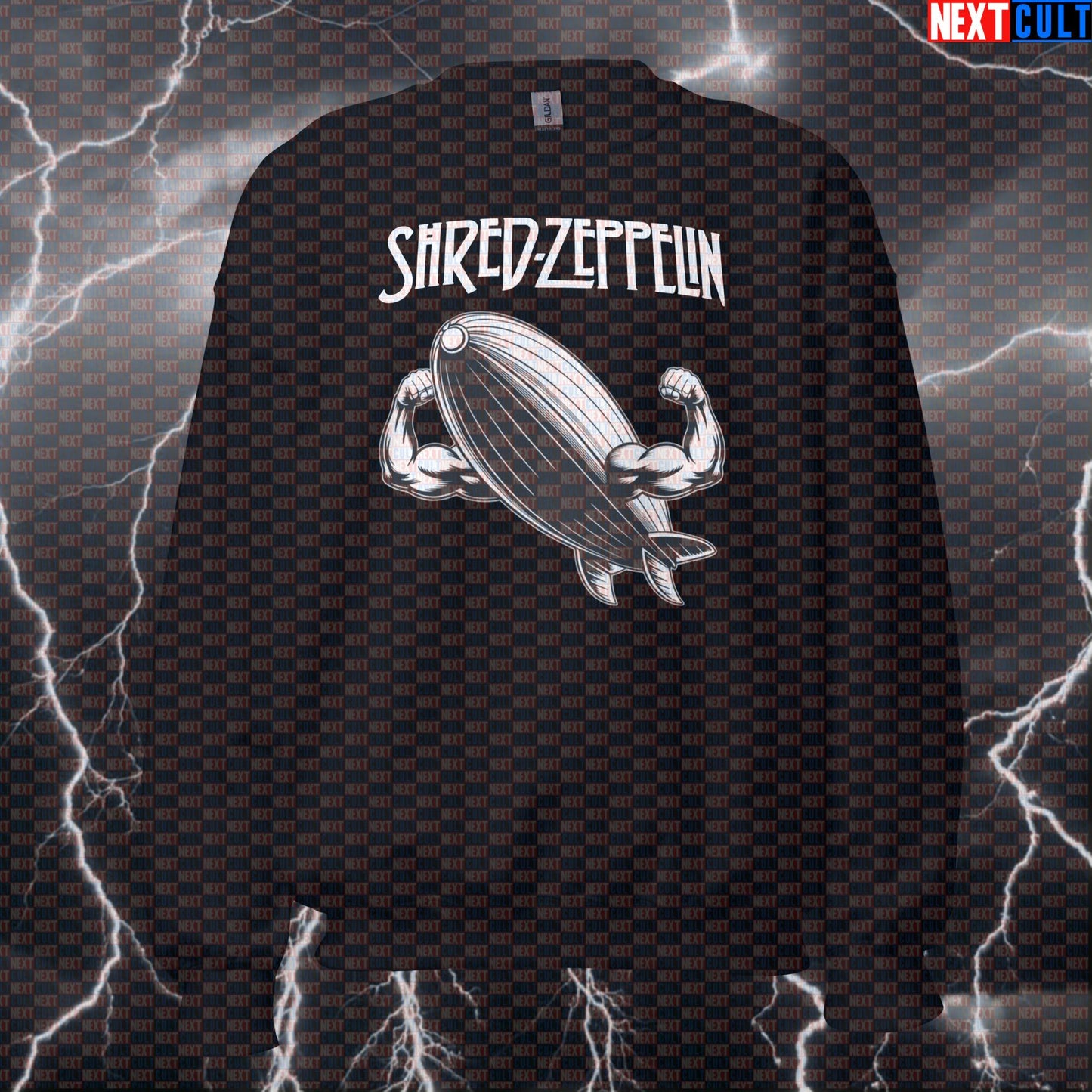 Shred Zeppelin Funny Gym Sweatshirt - Rock Music Meme Pullover Jumper Pump Cover for Lifters Sweatshirts Bodybuilding Fitness Gym Led Zeppelin Pump Cover Rock Music Workout Next Cult Brand