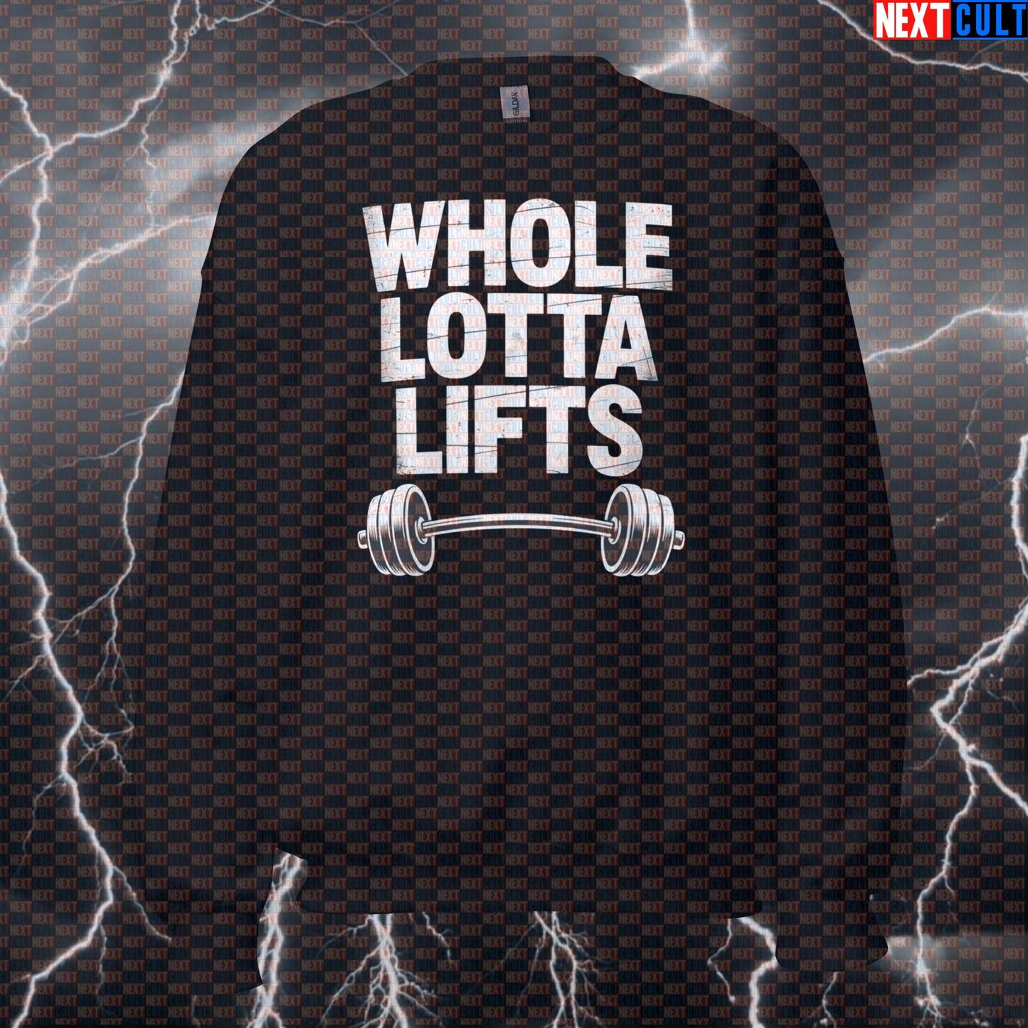 Whole Lotta Lifts Funny Gym Sweatshirt - Led Zeppelin Rock Music Jumper Pullover Pump Cover Sweatshirts Bodybuilding Fitness Gym Led Zeppelin Powerlifting Pump Cover Rock Music Workout Next Cult Brand