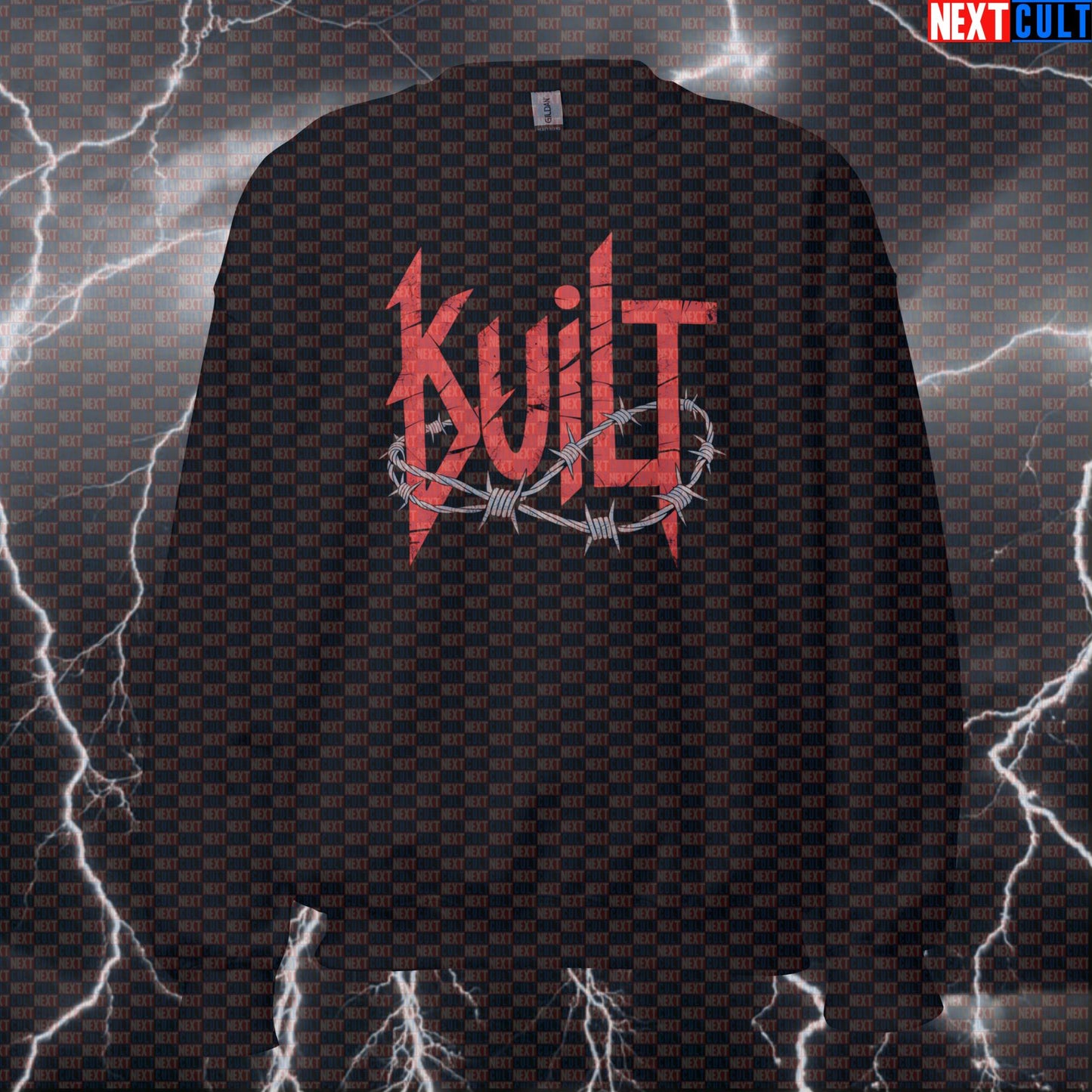 Built for the Gym Funny Korn Sweatshirt - Heavy Metal Gym Jumper Crewneck Pullover Pump Cover Sweatshirts Bodybuilding Fitness Gym Korn Pump Cover Rock Music Workout Next Cult Brand