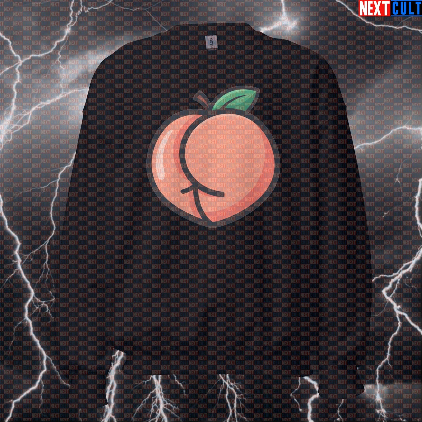 I Love Booty Peach Funny Gym Sweatshirt - Valentine's Leg Day Meme Jumper Pump Cover Pullover Sweatshirts Bodybuilding Fast Food Fitness Gym Leg Day Powerlifting Pump Cover Valentine's Day Workout Next Cult Brand