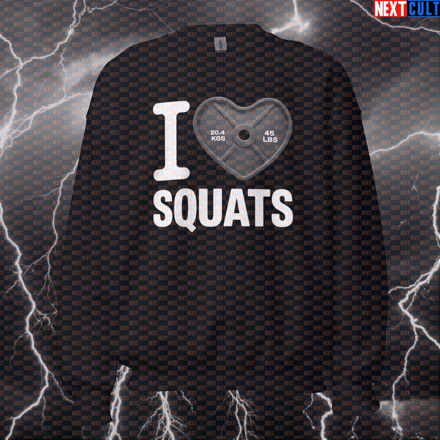 I Love Squats Gym Sweatshirt | Funny Valentine's Workout Pullover for Leg Day Lifters Sweatshirts Bodybuilding Fitness Gym Leg Day Powerlifting Pump Cover Valentine's Day Workout Next Cult Brand