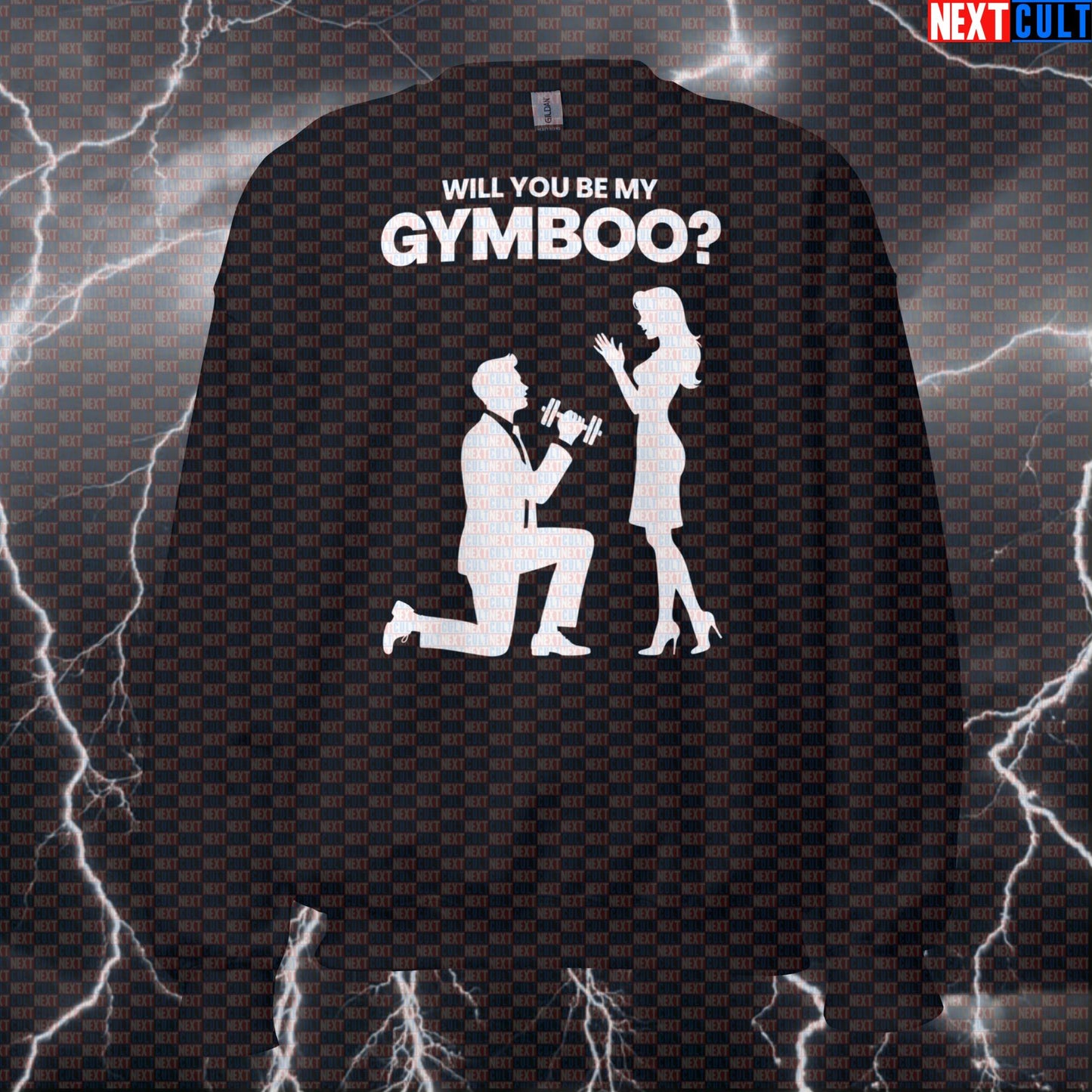 Will You Be My Gymboo? Funny Gym Proposal Valentine's Day Workout Sweatshirt Sweatshirts Bodybuilding Fitness Gym Powerlifting Pump Cover Valentine's Day Workout Next Cult Brand