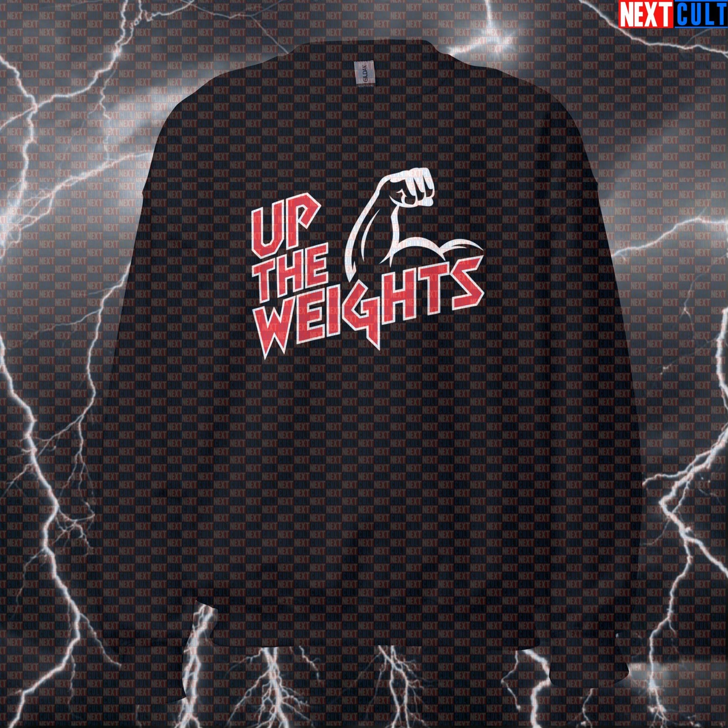 Up The Weights Iron Maiden Gym Sweatshirt Funny Gym Sweater Crewneck Pullover Workout Top Sweatshirts Bodybuilding Fitness Gym Iron Maiden Powerlifting Pump Cover Rock Music Workout Next Cult Brand