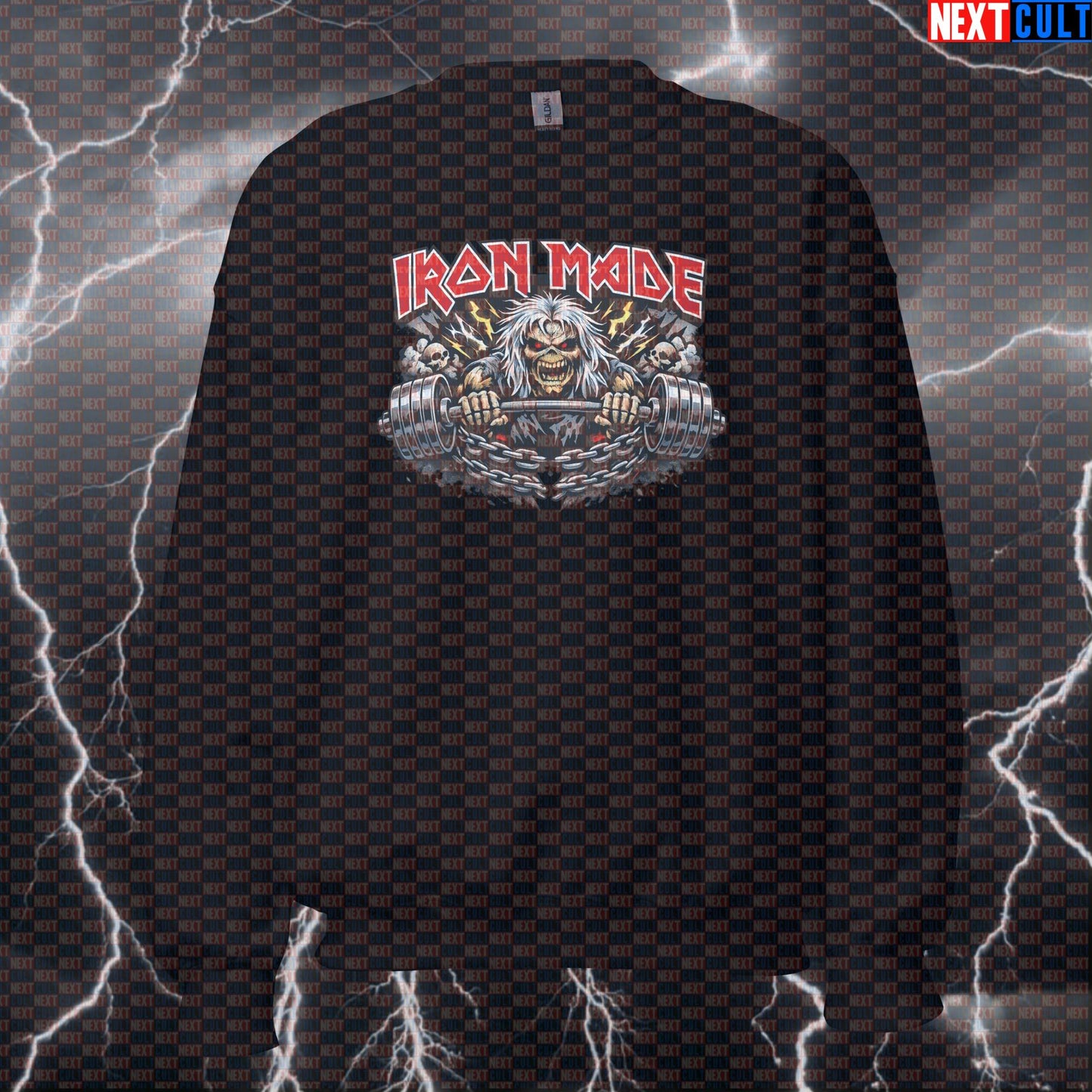 Iron Made Heavy Metal Made by Iron Rock Music Funny Gym Sweatshirt for Bodybuilding, Powerlifting, Fitness & Gains Sweatshirts Fitness Gym Iron Maiden Powerlifting Pump Cover Rock Music Workout Next Cult Brand