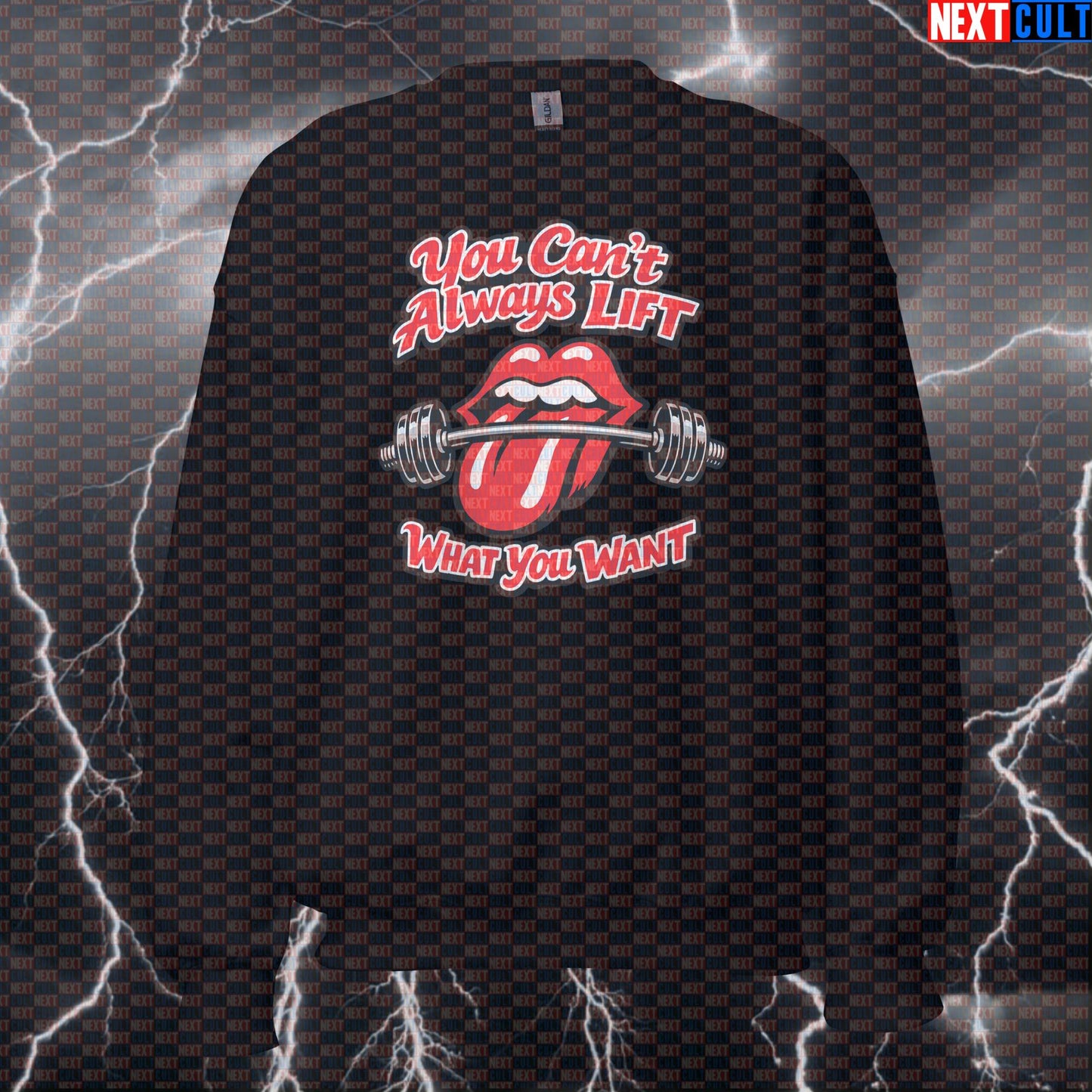 You Can’t Always Lift What You Want Rolling Stones Funny Gym Sweatshirt — Rock Music Bodybuilding & Powerlifting Meme Crewneck Sweatshirts Bodybuilding Fitness Gym Powerlifting Pump Cover Rock Music The Rolling Stones Workout Next Cult Brand