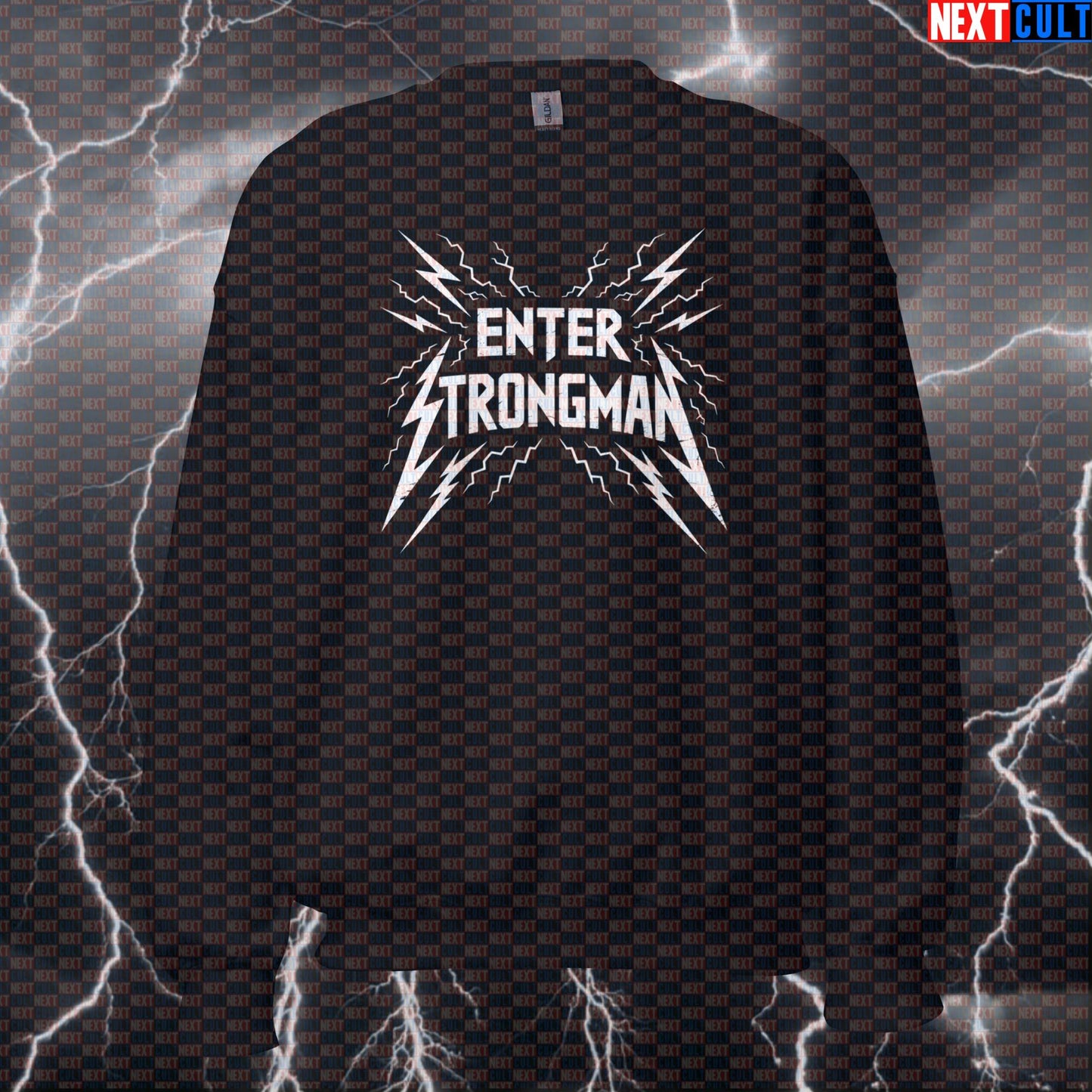Enter Strongman Funny Gym Sweatshirt Crewneck Pump Cover Pullover Sweater for Lifters Metal Music Strongman Fans Fitness Gym Metallica Pump Cover Rock Music Strongman Workout Next Cult Brand
