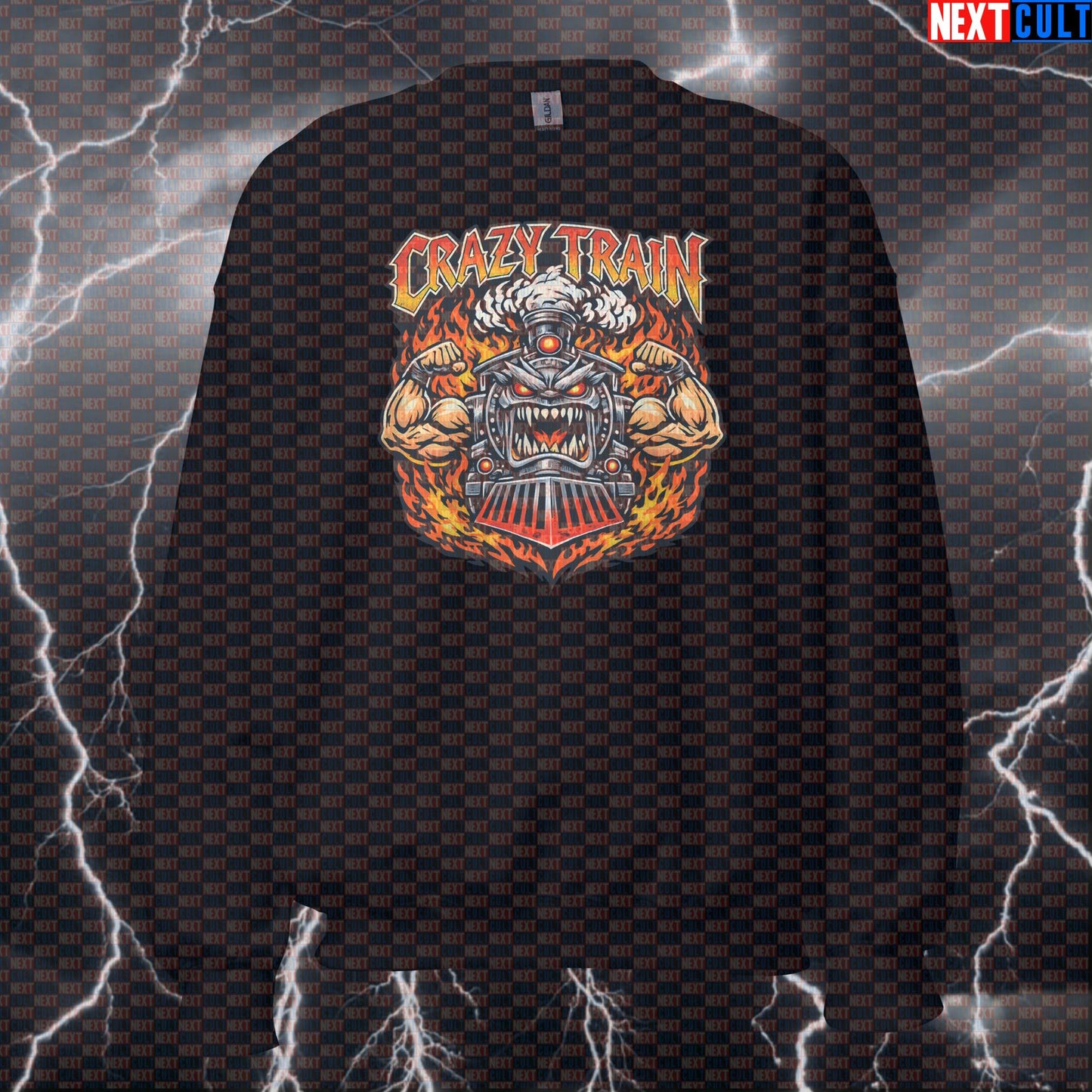 Crazy Train Funny Gym Sweatshirt Heavy Metal Rock Music Workout Sweatshirt Ozzy Osbourne Lifting Meme Bodybuilding Fitness Gym Ozzy Osbourne Powerlifting Pump Cover Rock Music Workout Next Cult Brand