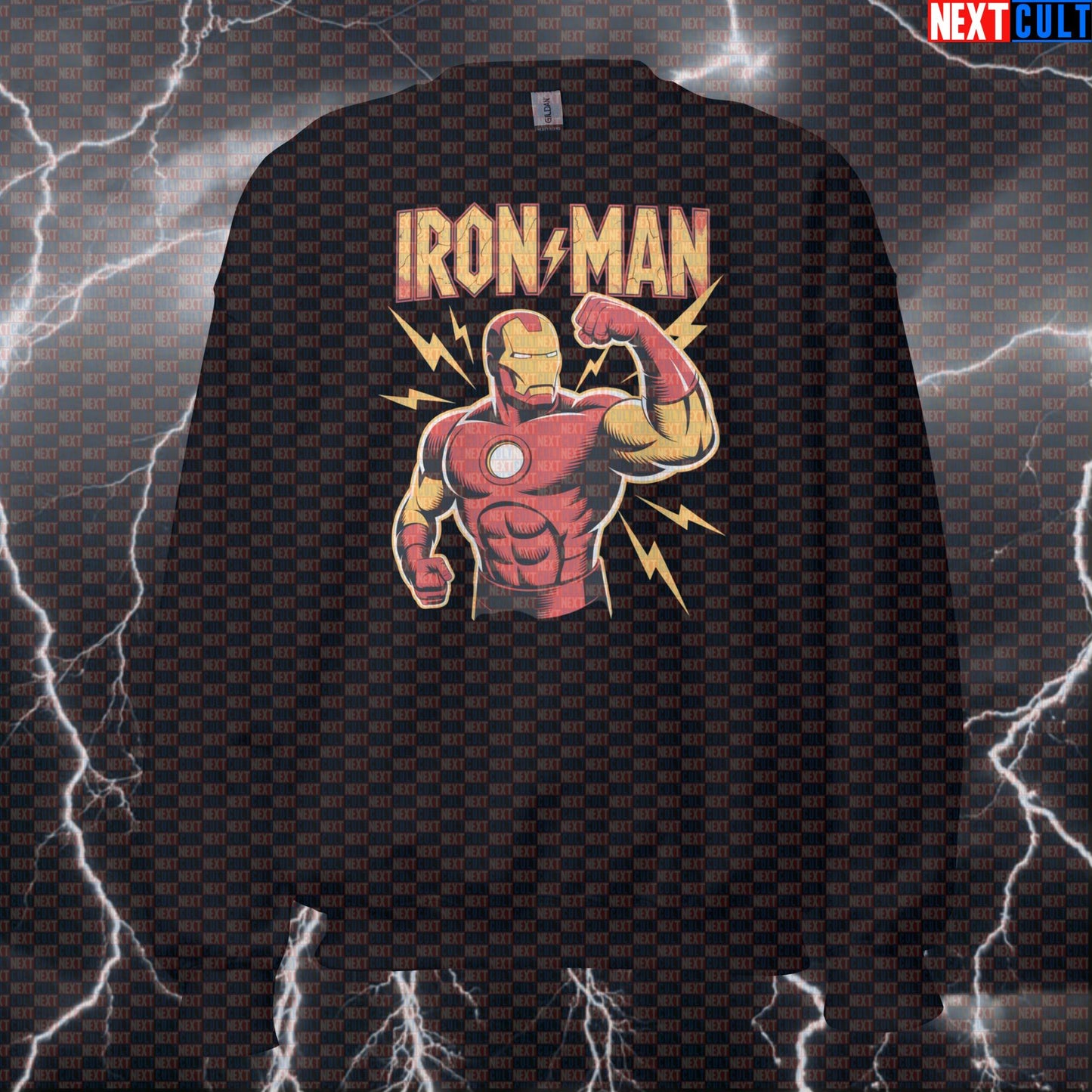 Iron Man AC DC Funny Gym Sweatshirt Crewneck Pump Cover Pullover Sweater for Lifters Rock Music Fans Sweatshirts AC/DC Avengers Bodybuilding Films Fitness Gym Iron Man Powerlifting Pump Cover Rock Music Superheroes Workout Next Cult Brand