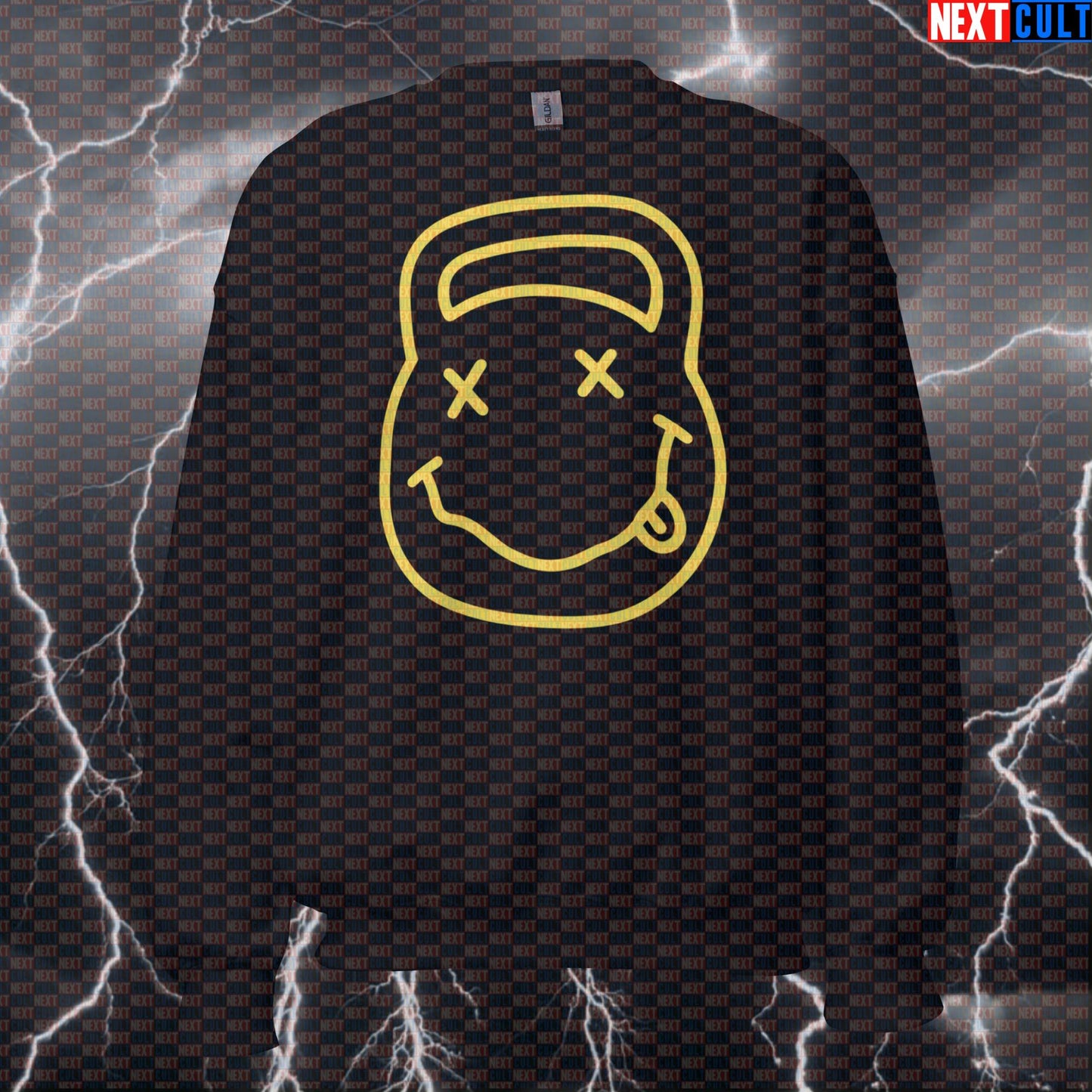 Grunge Kettlebell Funny Gym Sweatshirt Crewneck Pump Cover Pullover Sweater for Lifters Nirvana Fans Sweatshirts Bodybuilding Fitness Gym Kettlebell Nirvana Pump Cover Rock Music Workout Next Cult Brand