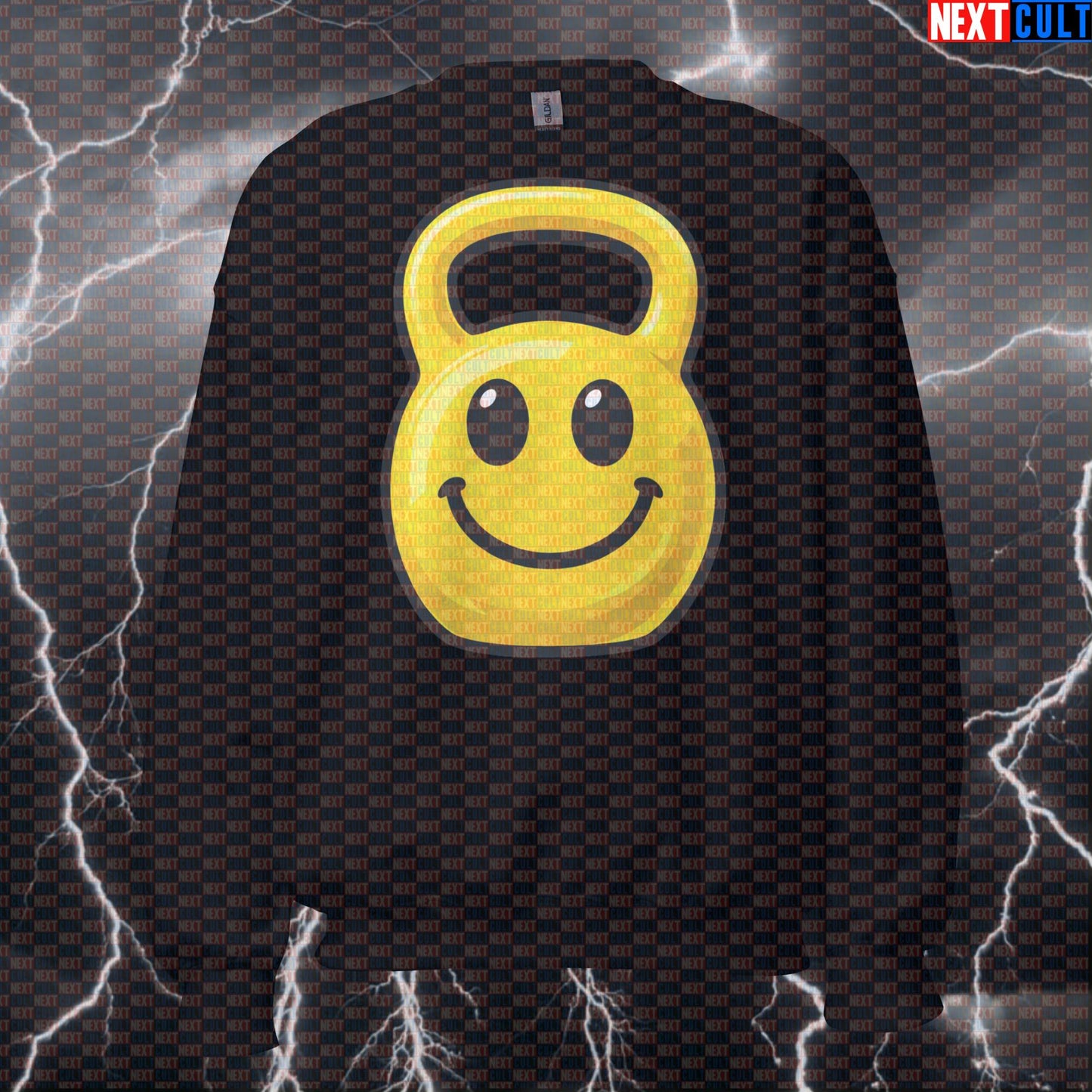 Happy Kettlebell Emoji Funny Gym Sweatshirt Smiley Kettlebell Meme for Lifters Sweatshirts Bodybuilding Fitness Gym Kettlebell Pump Cover Workout Next Cult Brand