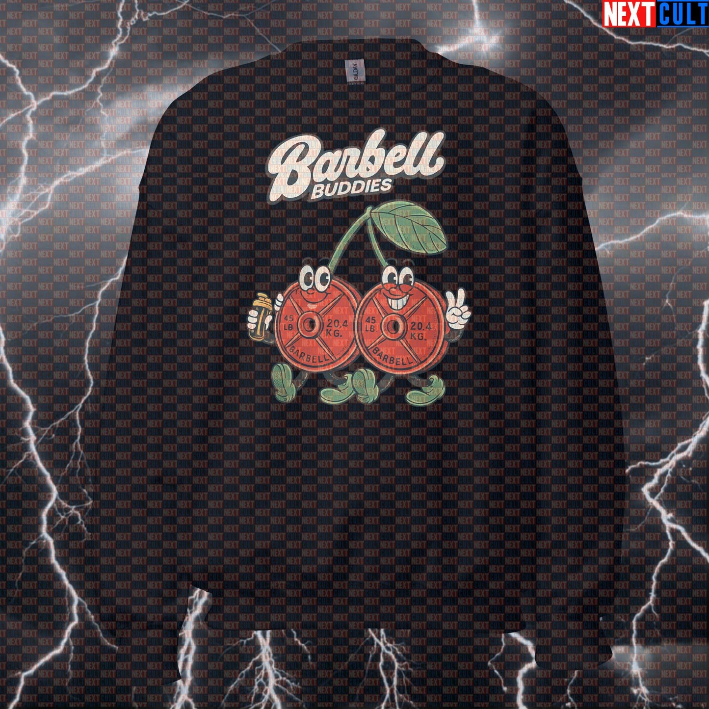 Barbell Buddies Funny Gym Sweatshirt for Friendship, Gym Buddies, and Lifting Together Bodybuilding Fast Food Fitness Gym Powerlifting Pump Cover Workout Next Cult Brand