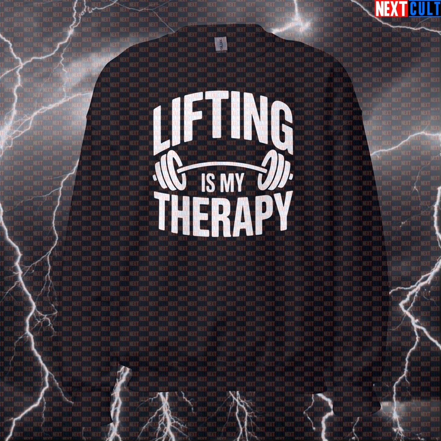 Lifting Is My Therapy Funny Gym Sweatshirt – Workout Fitness Bodybuilding Powerlifting Meme Crewneck Pullover Sweatshirts Bodybuilding Fitness Gym Powerlifting Pump Cover Workout Next Cult Brand