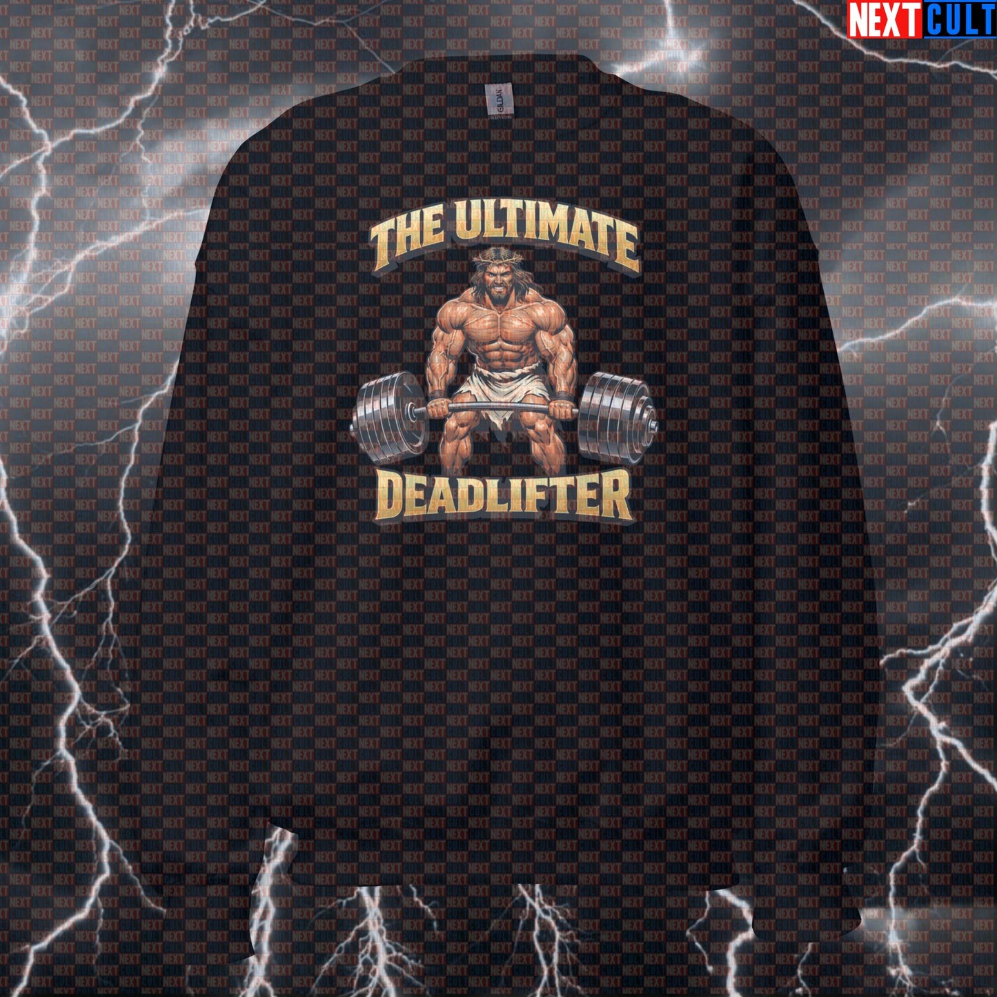 The Ultimate Deadlifter Jesus Christ Funny Gym Sweatshirt – Deadlifts Workout Fitness Lifting Bodybuilding Powerlifting Meme Crewneck Bodybuilding Easter Fitness Gym Jesus Leg Day Powerlifting Pump Cover Workout Next Cult Brand