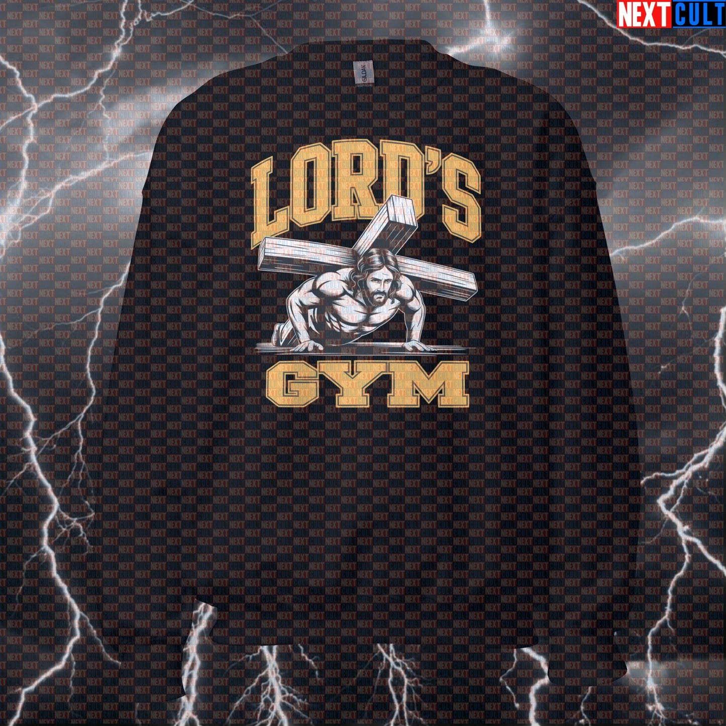 Lord’s Gym Funny Gym Sweatshirt Crewneck Pump Cover Pullover Sweater for Lifters Jesus Workout Gymbros Faith Fitness Bodybuilding Easter Fitness Gym Jesus Pump Cover Workout Next Cult Brand
