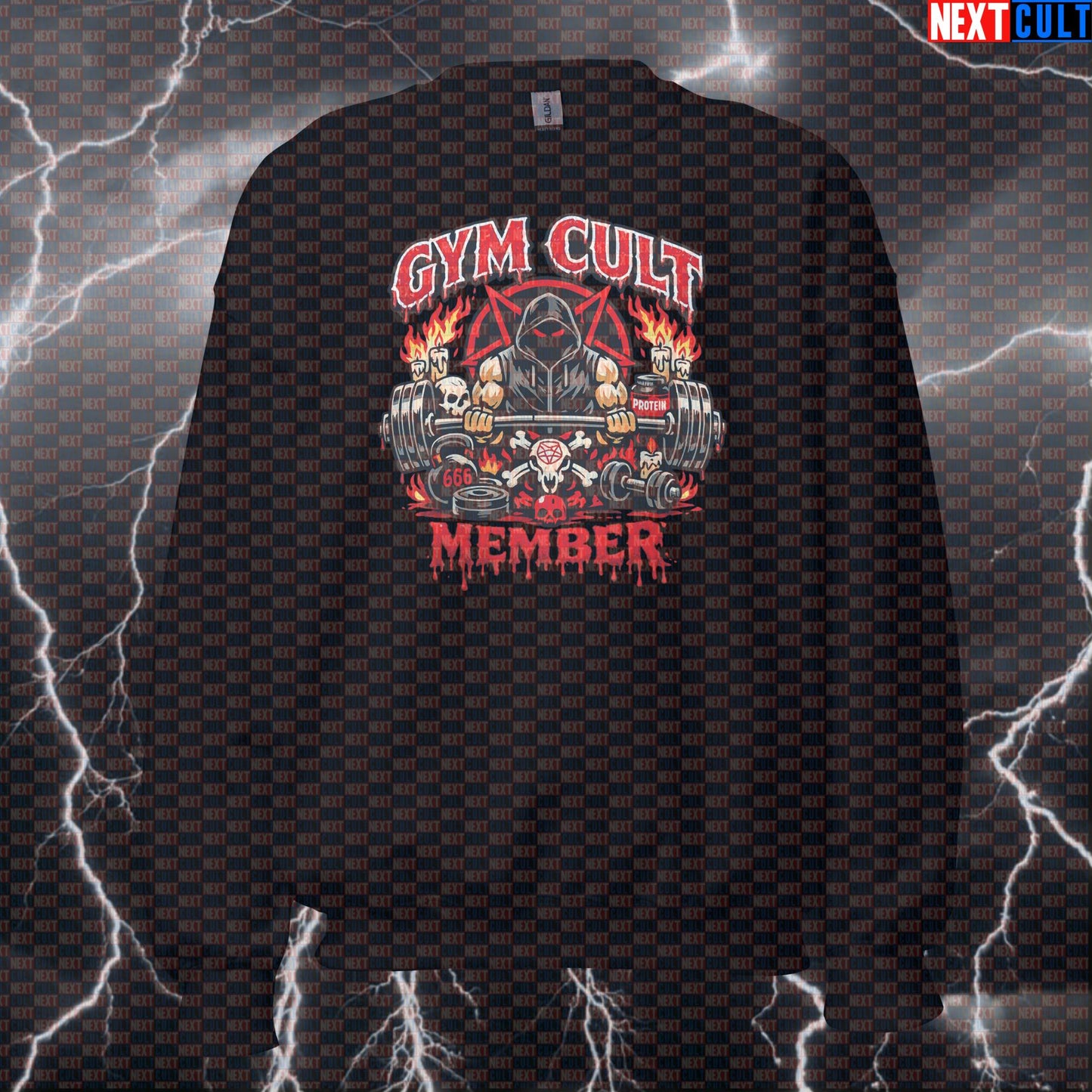 Gym Cult Member Funny Gym Sweatshirt Occult Lifting Meme – Bodybuilding Powerlifting Workout Crewneck Gym Sweatshirt Sweatshirts Next Cult Brand