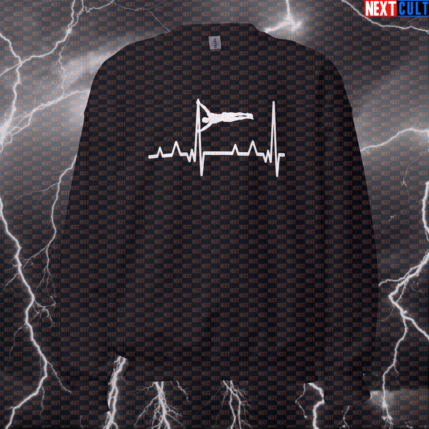 Calisthenics Heartbeat Funny Gym Sweatshirt Crewneck Pump Cover Pullover Sweater for Human Flag Gymbros Fitness Fans Calisthenics Fitness Gym Pump Cover Workout Next Cult Brand