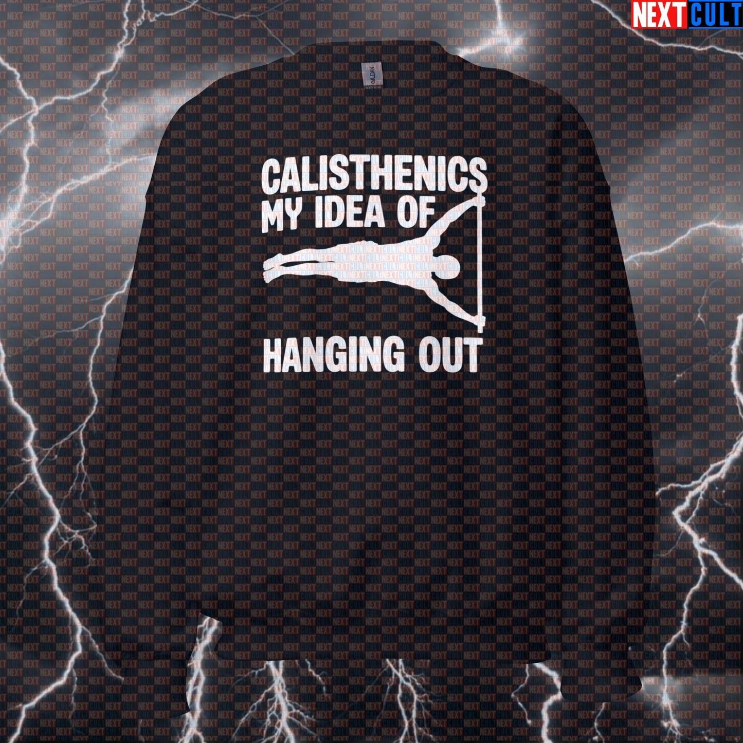 Calisthenics Is My Idea of Hanging Out Funny Gym Sweatshirt Crewneck Pump Cover Pullover Workout Sweater Top Calisthenics Fitness Gym Pump Cover Workout Next Cult Brand