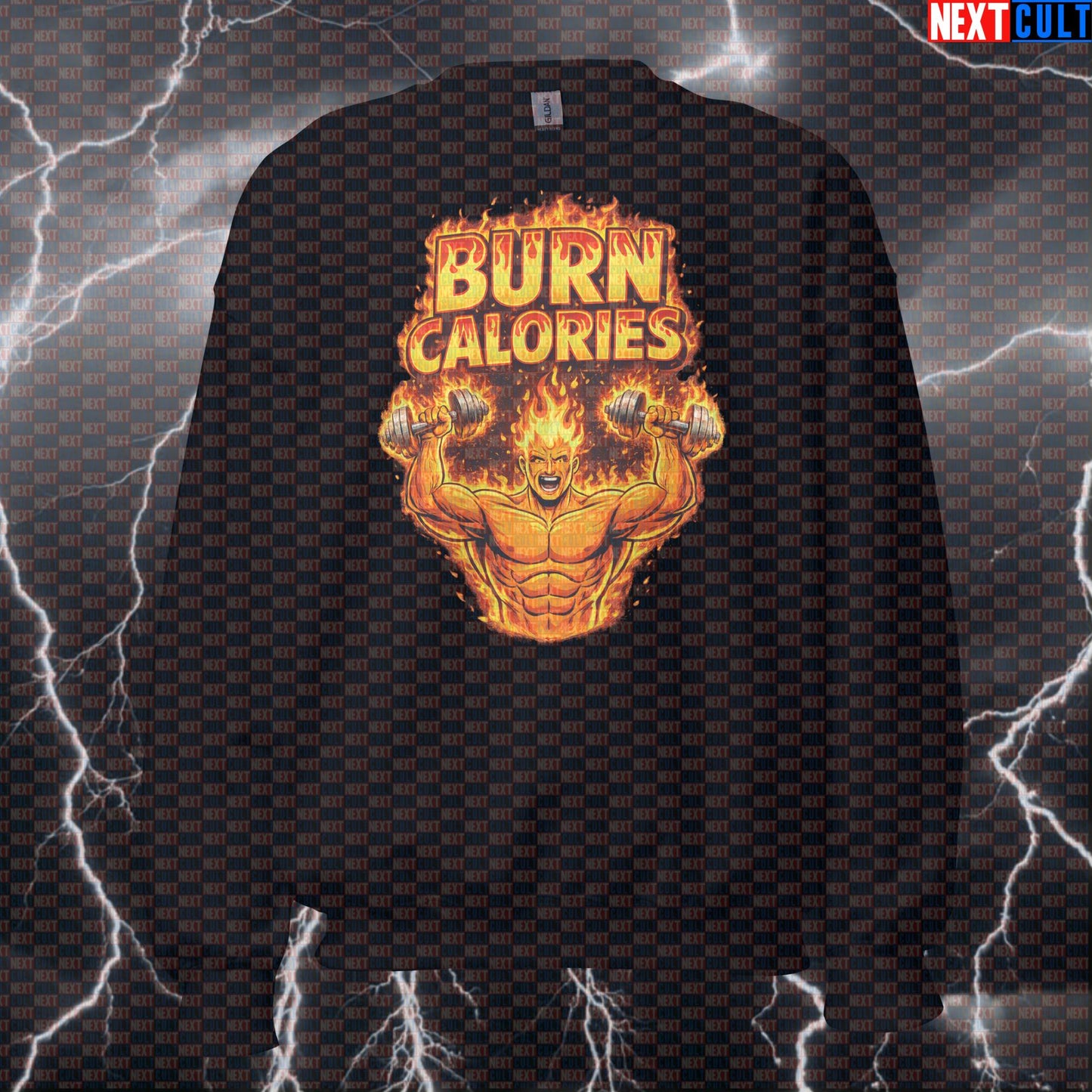 Burn Calories Human Torch Fantastic 4 Funny Gym Sweatshirt Superhero Workout Sweatshirt Bodybuilding Fitness Pullover Bodybuilding Cardio Fantastic 4 Films Fitness Gym Pump Cover Superheroes Workout Next Cult Brand