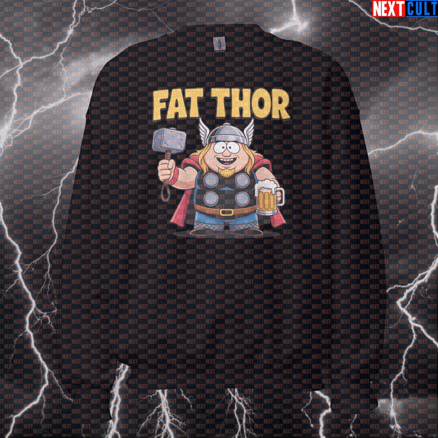 Fat Thor Funny Gym Sweatshirt Crewneck Pump Cover Pullover Sweater for Lifters Gymbros Beer Workout Humor Sweatshirts Next Cult Brand