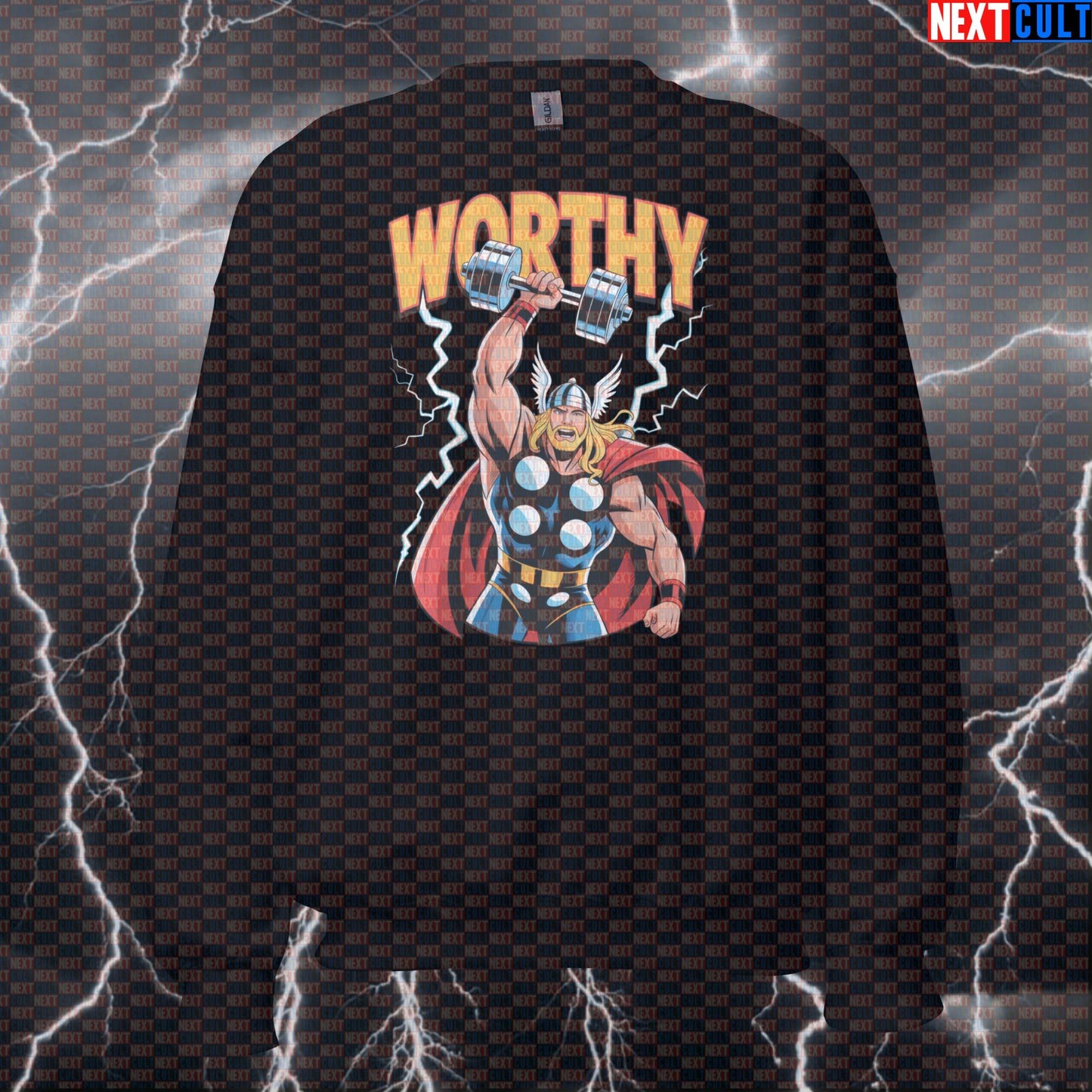 Worthy Gym Hero Thor Funny Gym Sweatshirt Crewneck Pump Cover Pullover Sweater for Lifters Workout Gymbro Comic Fans Sweatshirts Next Cult Brand