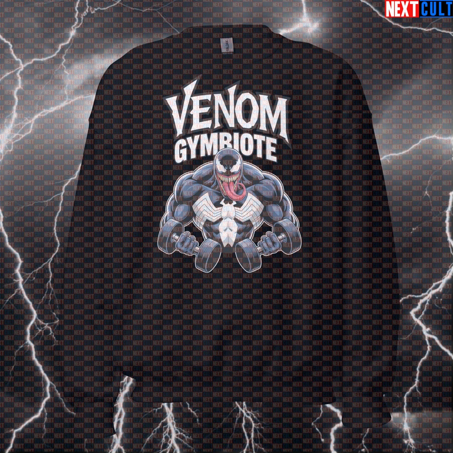 Venom Gymbiote Funny Gym Sweatshirt Crewneck Pump Cover Pullover Sweater for Lifters Gym Bros Comic Workout Fans Sweatshirts Next Cult Brand