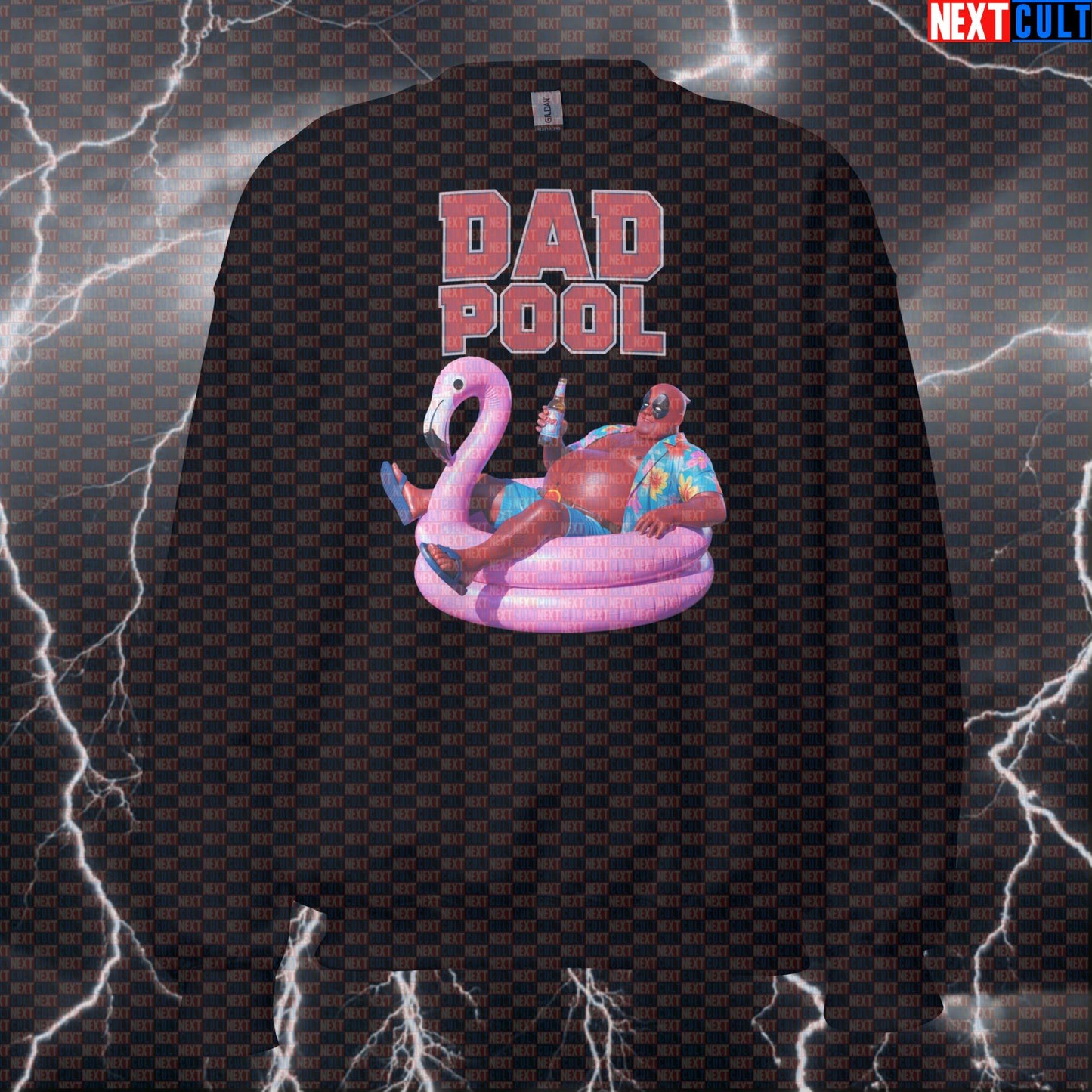 Dadpool Funny Gym Sweatshirt Crewneck Pump Cover Pullover Sweater for Lifters Dad Bod Gymbros Deadpool Fans Sweatshirts Next Cult Brand