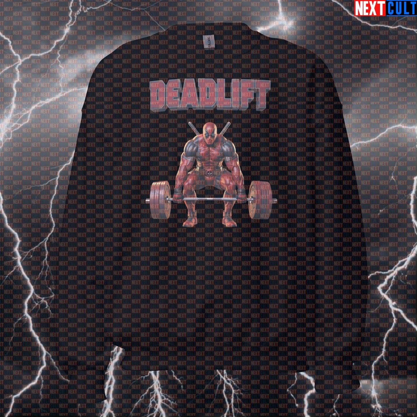 Deadpool Deadlift Funny Gym Sweatshirt Crewneck Pump Cover Pullover Sweater for Lifters Superhero Workout Fans Bodybuilding Deadpool Films Fitness Gym Leg Day Powerlifting Pump Cover Superheroes Workout Next Cult Brand