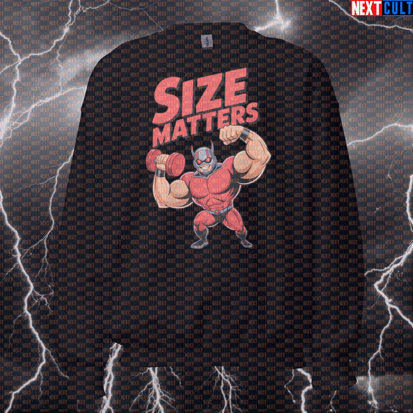 Size Matters Ant Man Funny Gym Sweatshirt Crewneck Pump Cover Pullover Sweater for Lifters Marvel Gymbros Sweatshirts Next Cult Brand