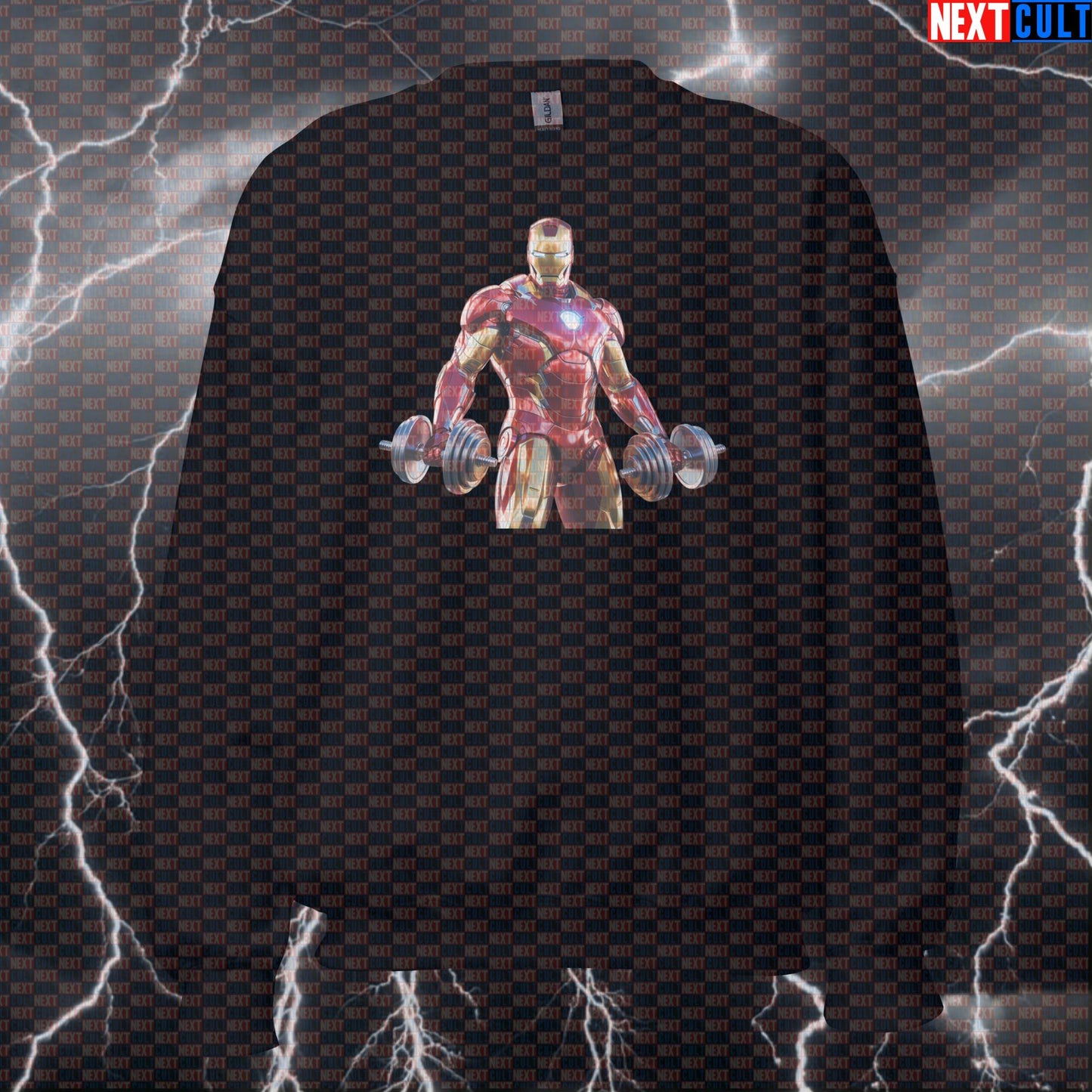 Funny Iron Man Gym Sweatshirt Crewneck Pump Cover Pullover Sweater for Lifters Superhero Workout Gymbros Sweatshirts Next Cult Brand