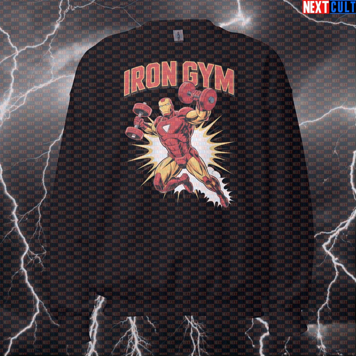 Iron Gym Superhero Funny Gym Sweatshirt Crewneck Pump Cover Pullover Sweater for Lifters Iron Man Fans Sweatshirts Next Cult Brand