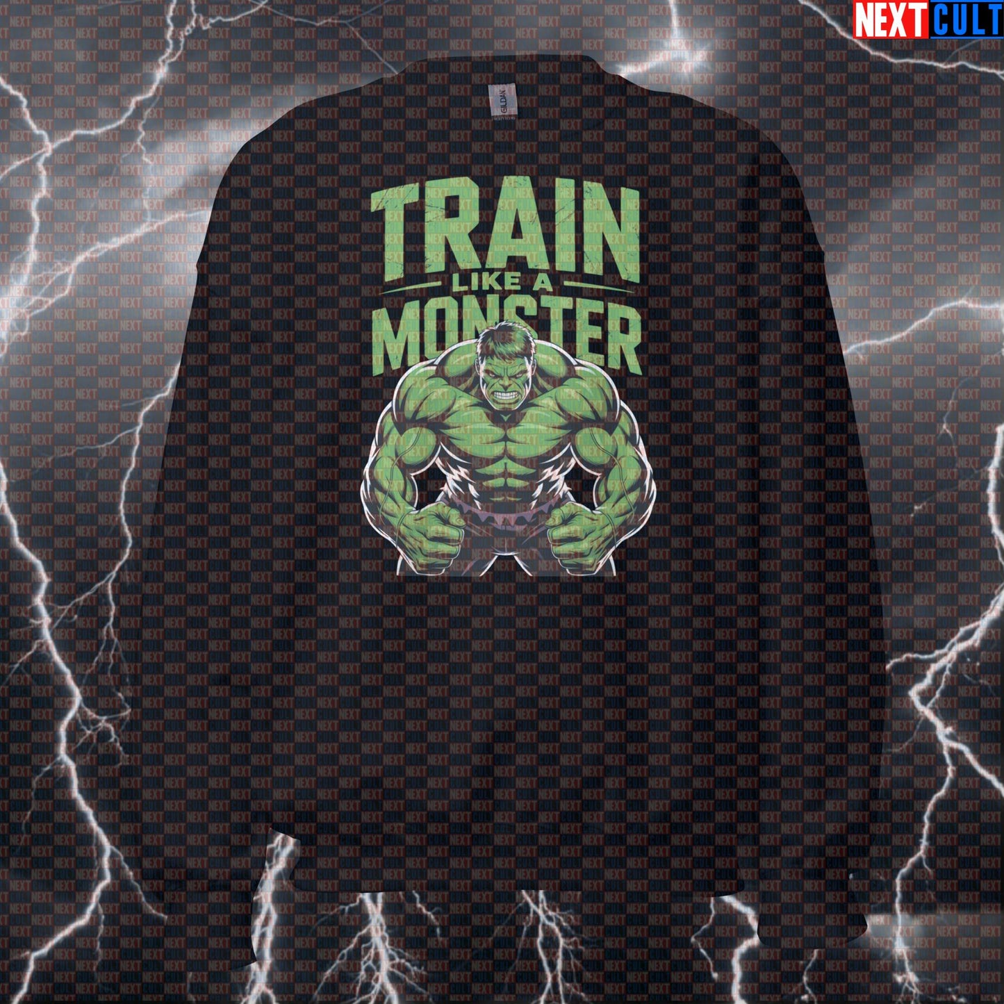 Train Like a Monster Funny Gym Sweatshirt Crewneck Pump Cover Pullover Sweater for Lifters Hulk Gymbros Sweatshirts Next Cult Brand