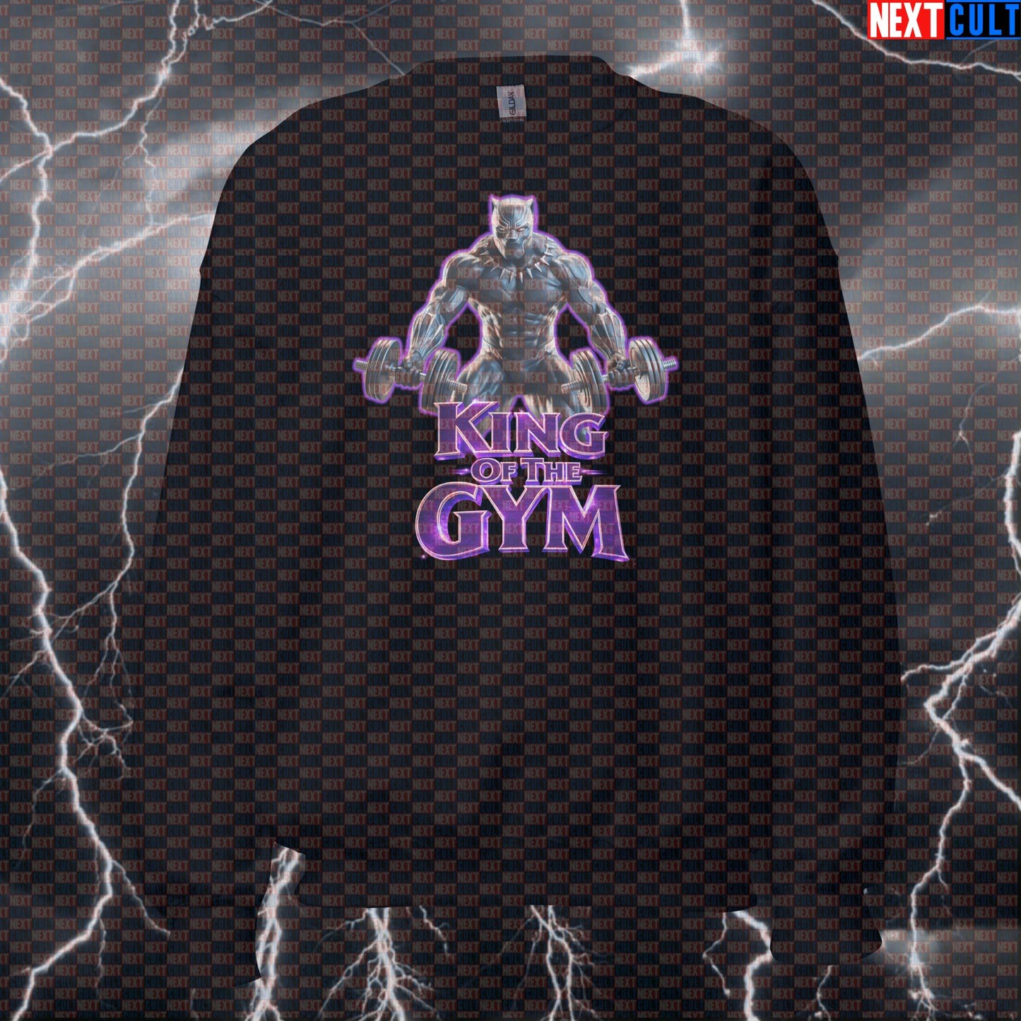 King of the Gym Black Panther Funny Gym Sweatshirt Workout Sweatshirt Bodybuilding Powerlifting Fitness Meme Sweatshirts Next Cult Brand