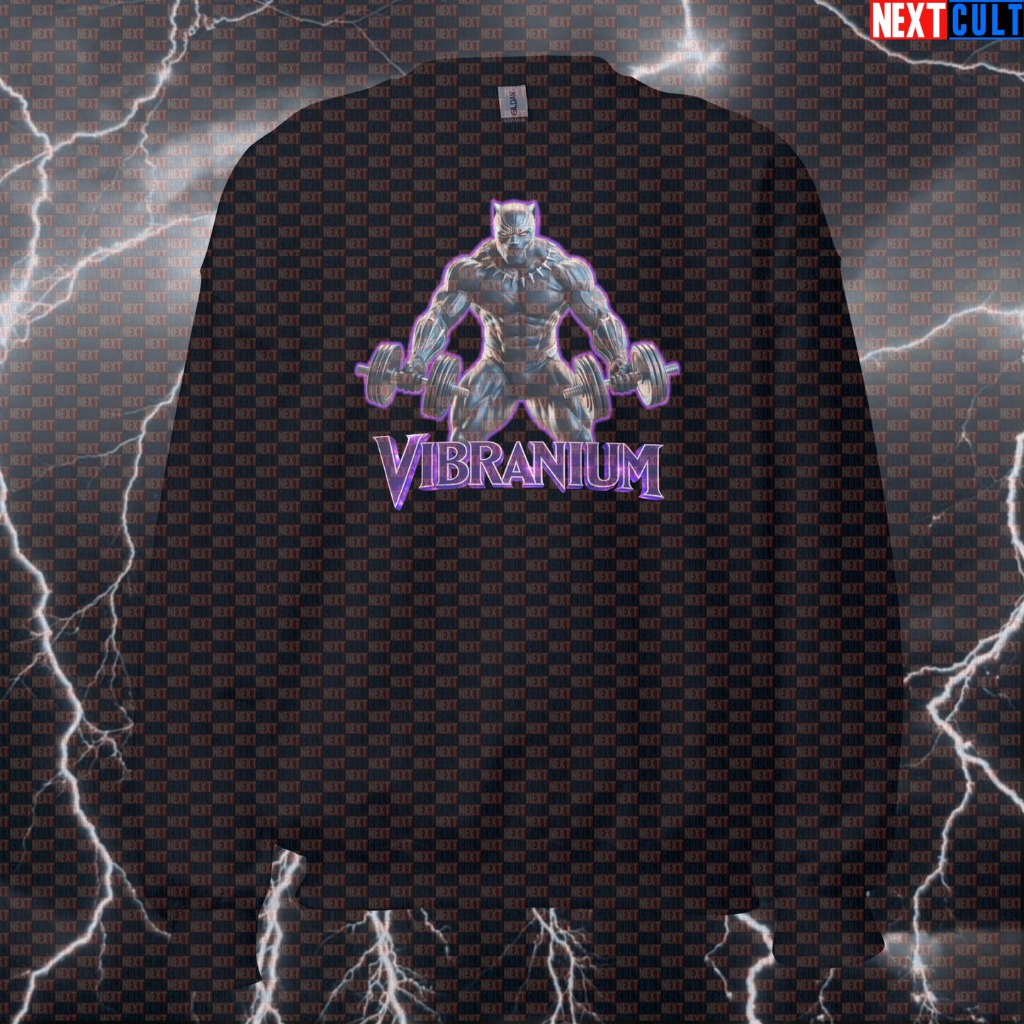 Vibranium Black Panther Funny Gym Sweatshirt Workout Sweatshirt Bodybuilding Powerlifting Fitness Meme Sweatshirts Next Cult Brand