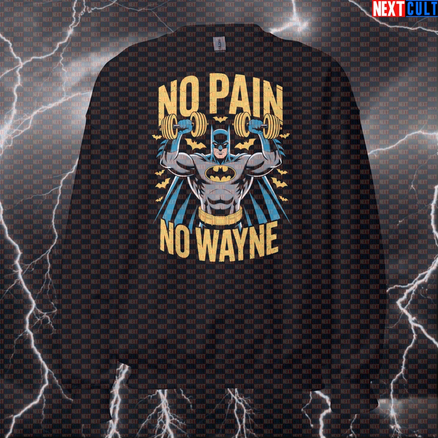 No Pain No Wayne Batman Gym Sweatshirt Funny Superhero Workout Sweatshirt Pump Cover Crewneck Pullover Top Sweatshirts Next Cult Brand