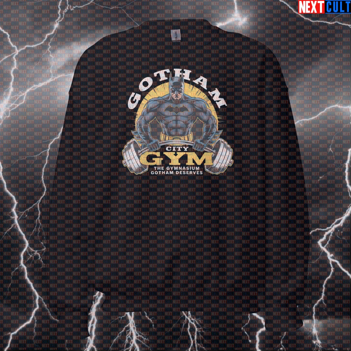 Gotham City Gym Batman Funny Gym Sweatshirt Pump Cover Crewneck Pullover Workout Sweatshirt for Lifters Sweatshirts Next Cult Brand