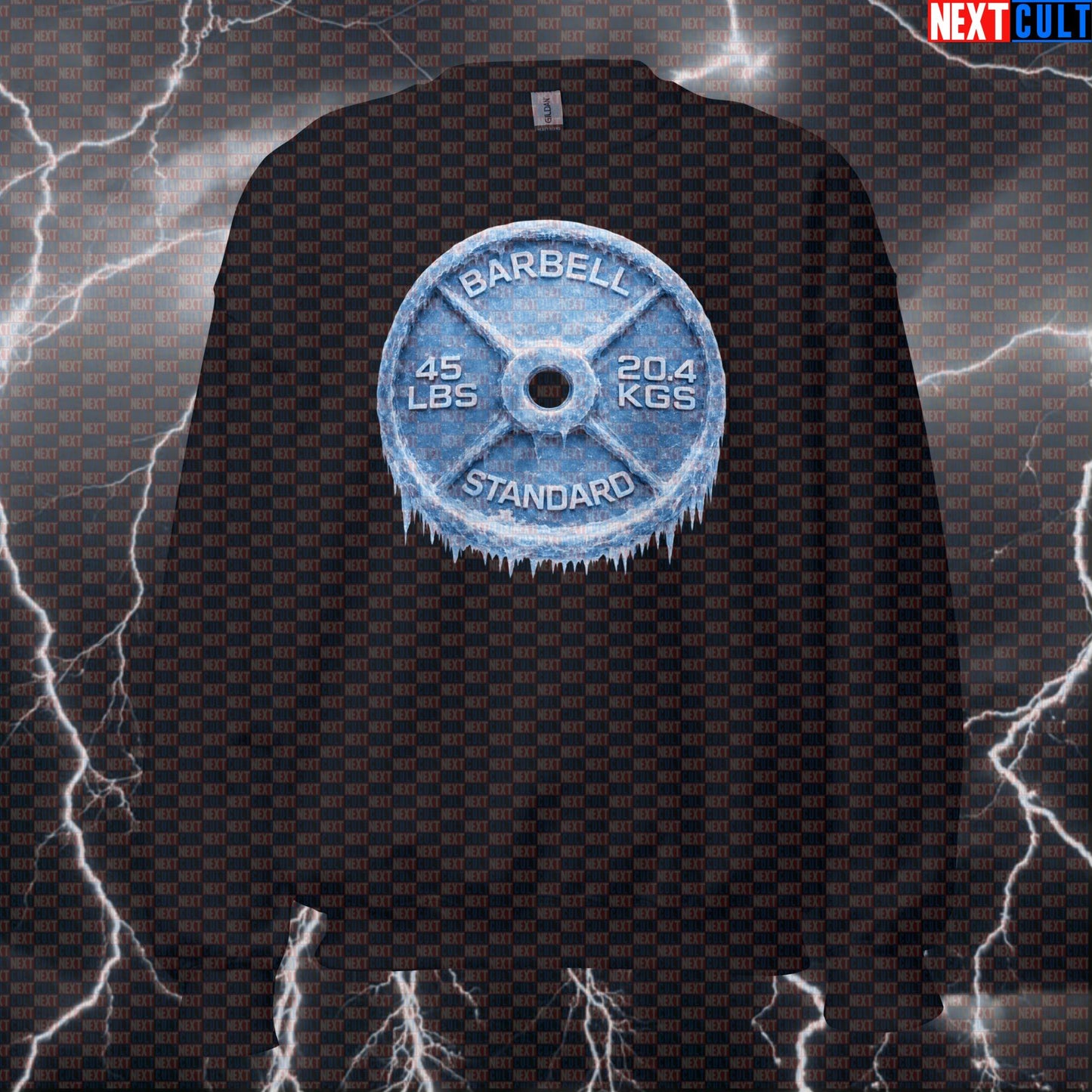 Icy 45LB Weight Plate Funny Gym Sweatshirt Frozen Barbell Lifting Workout Sweatshirt Cold Fitness Sweatshirts Next Cult Brand