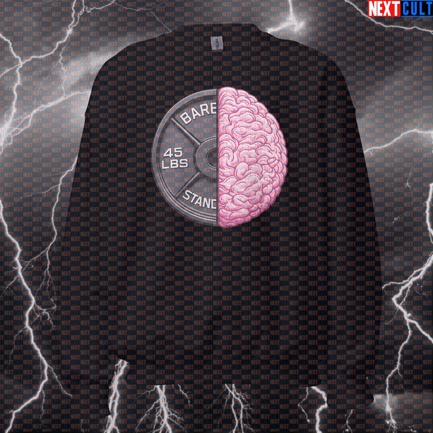 Lift Smart Brain Weight Plate Funny Gym Sweatshirt Mind Muscle Connection 45LB Plate Workout Sweatshirts Next Cult Brand