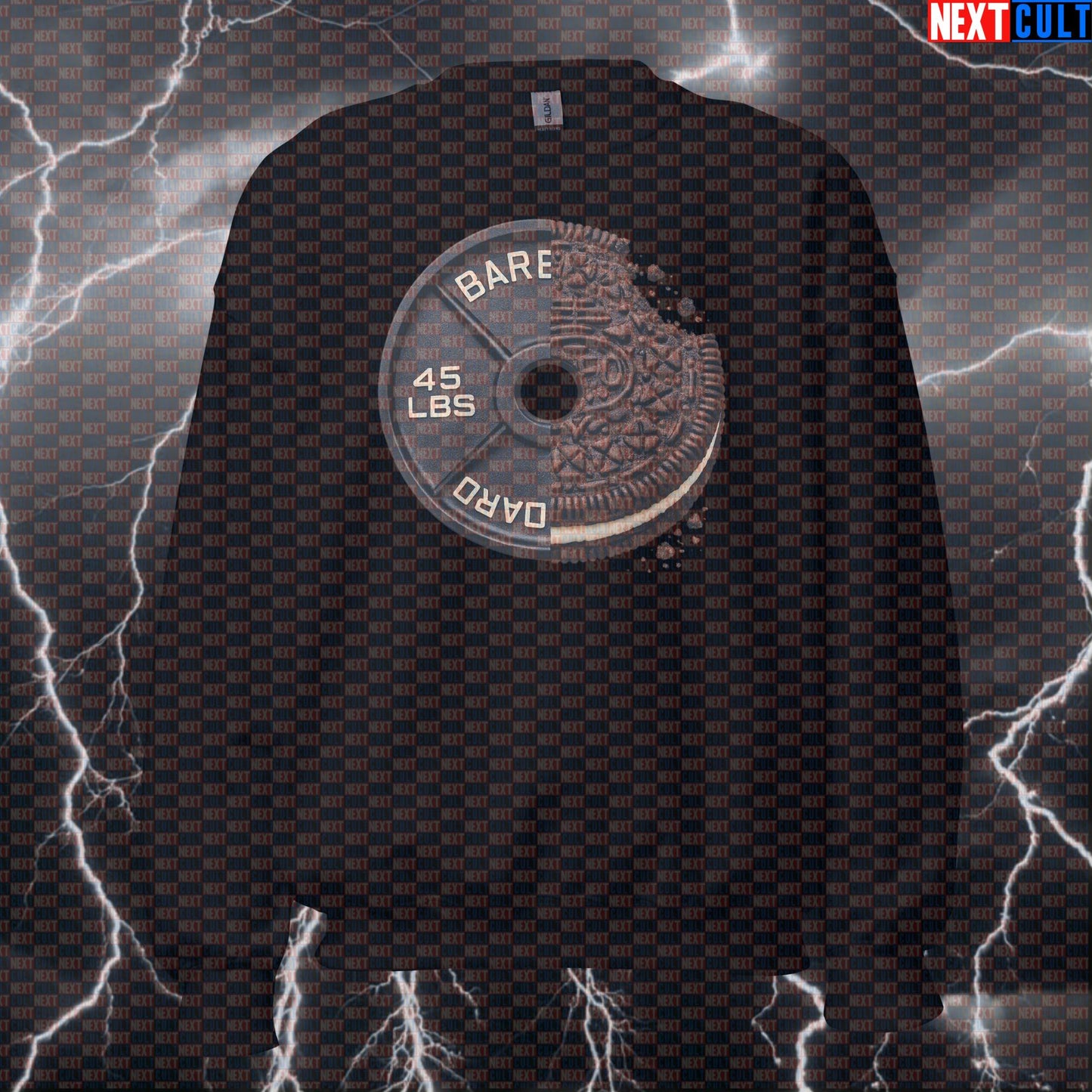Cookies and Cream Weight Plate Funny Gym Sweatshirt 45LB Plate Cookies & Weights Workout Sweatshirt Crewneck Sweatshirts Next Cult Brand