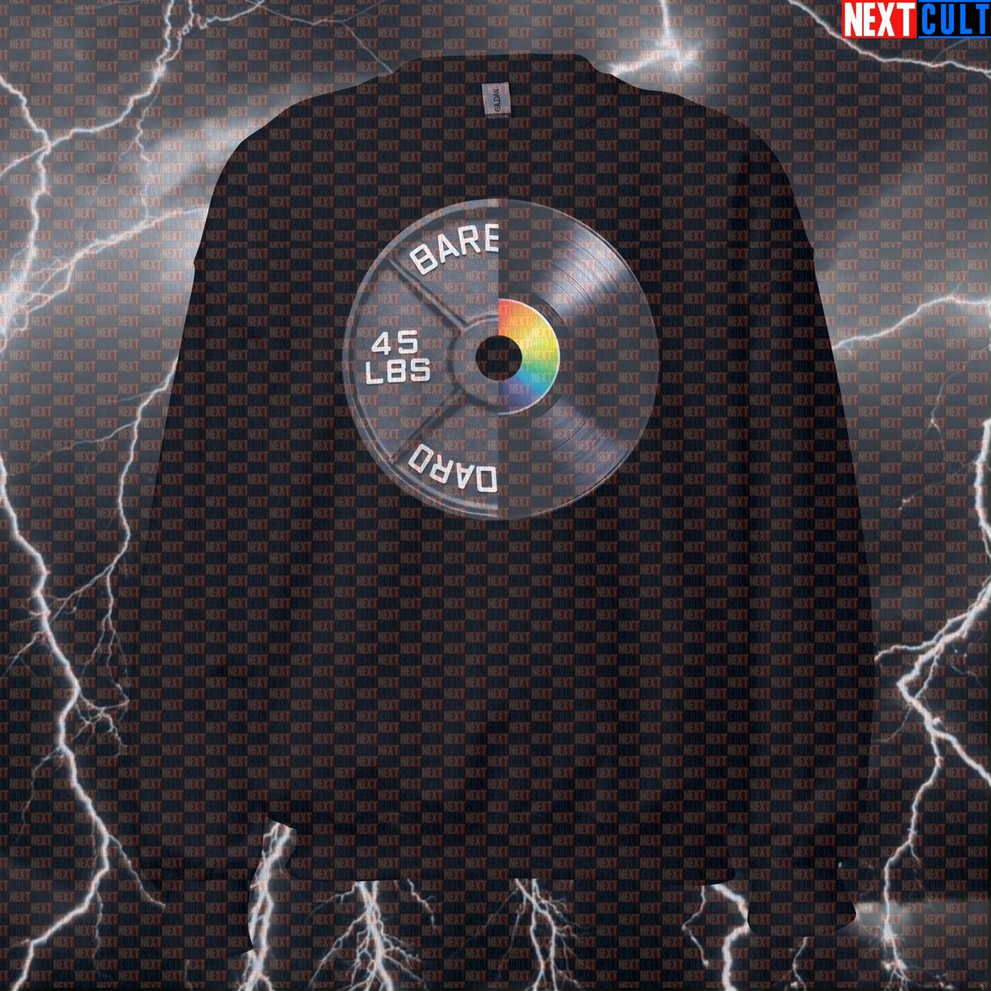 Vinyl Record Weight Plate Funny Gym Sweatshirt 45LB Plate Records & Weights Music Workout Sweatshirt Sweatshirts Next Cult Brand